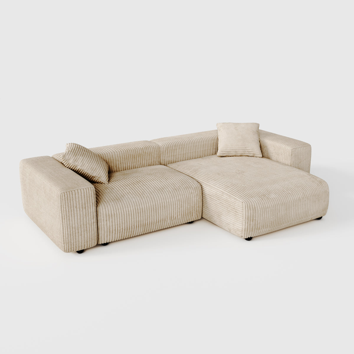 Corduroy Modular Wide Seat Chaise Sofa Block