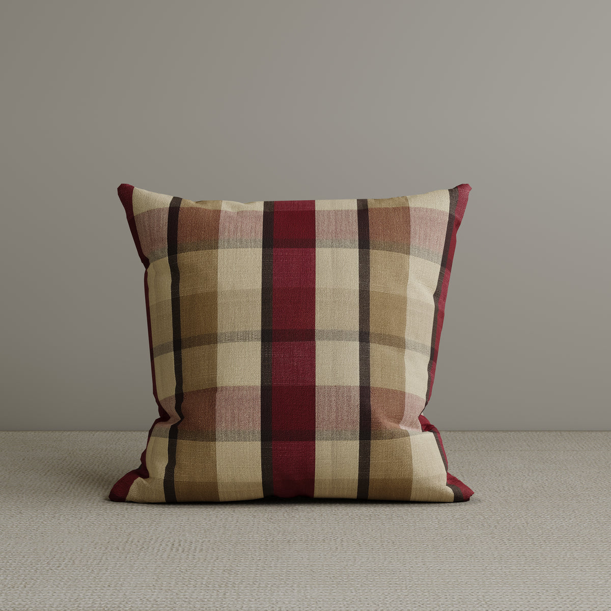 Square Exclusive Design Cushion Claret Check Cotton Linen 45*45CM