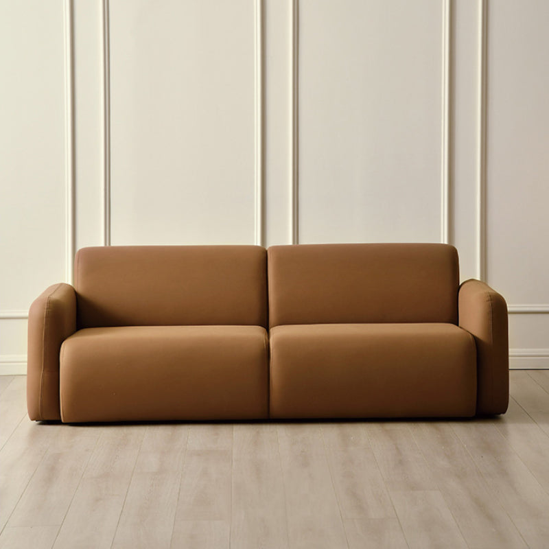 Chocolate Mousse Smooth Leathaire Fabric 2-Seater Sofa