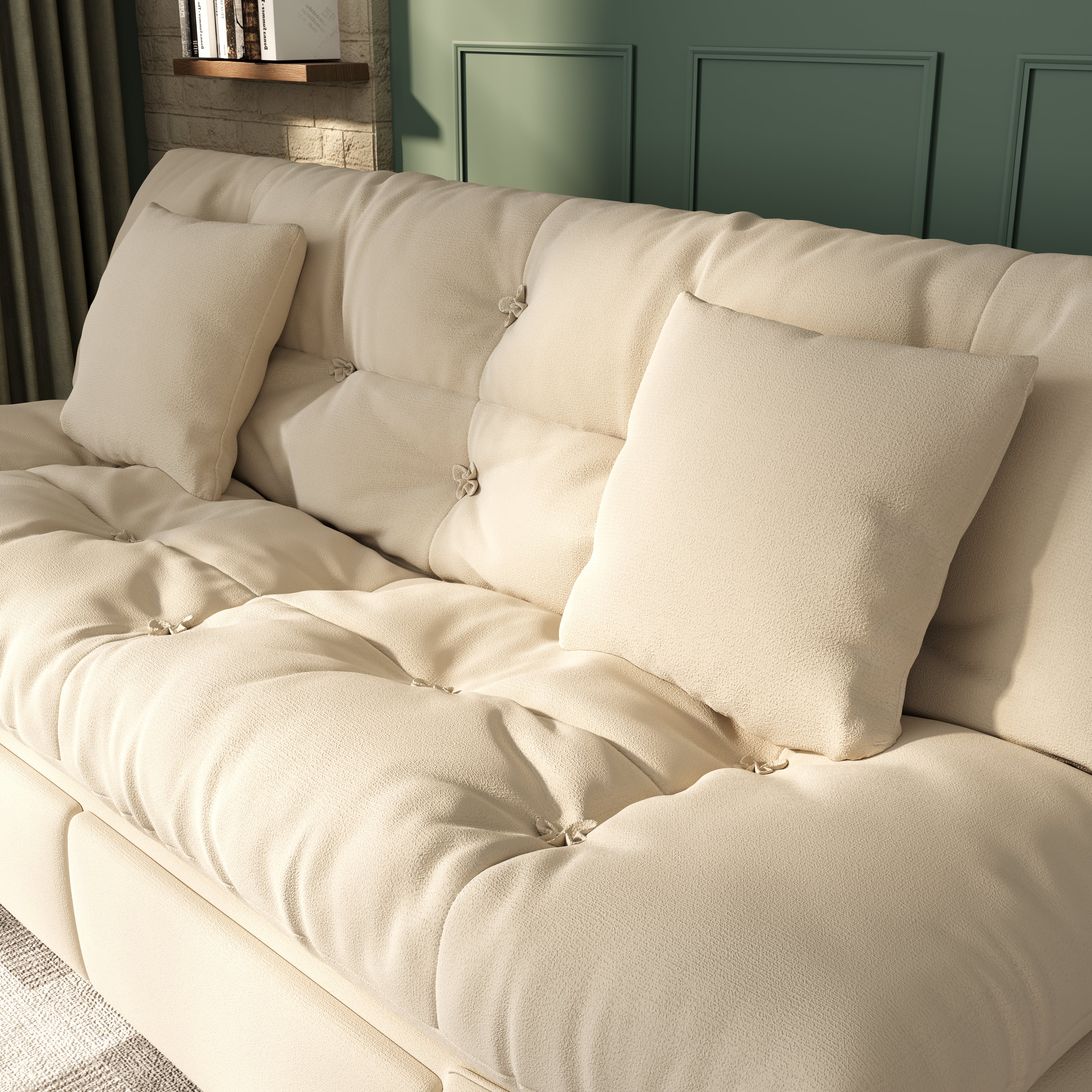 Upgrade Cream Cloud Double Folding Sofa Bed with Storage