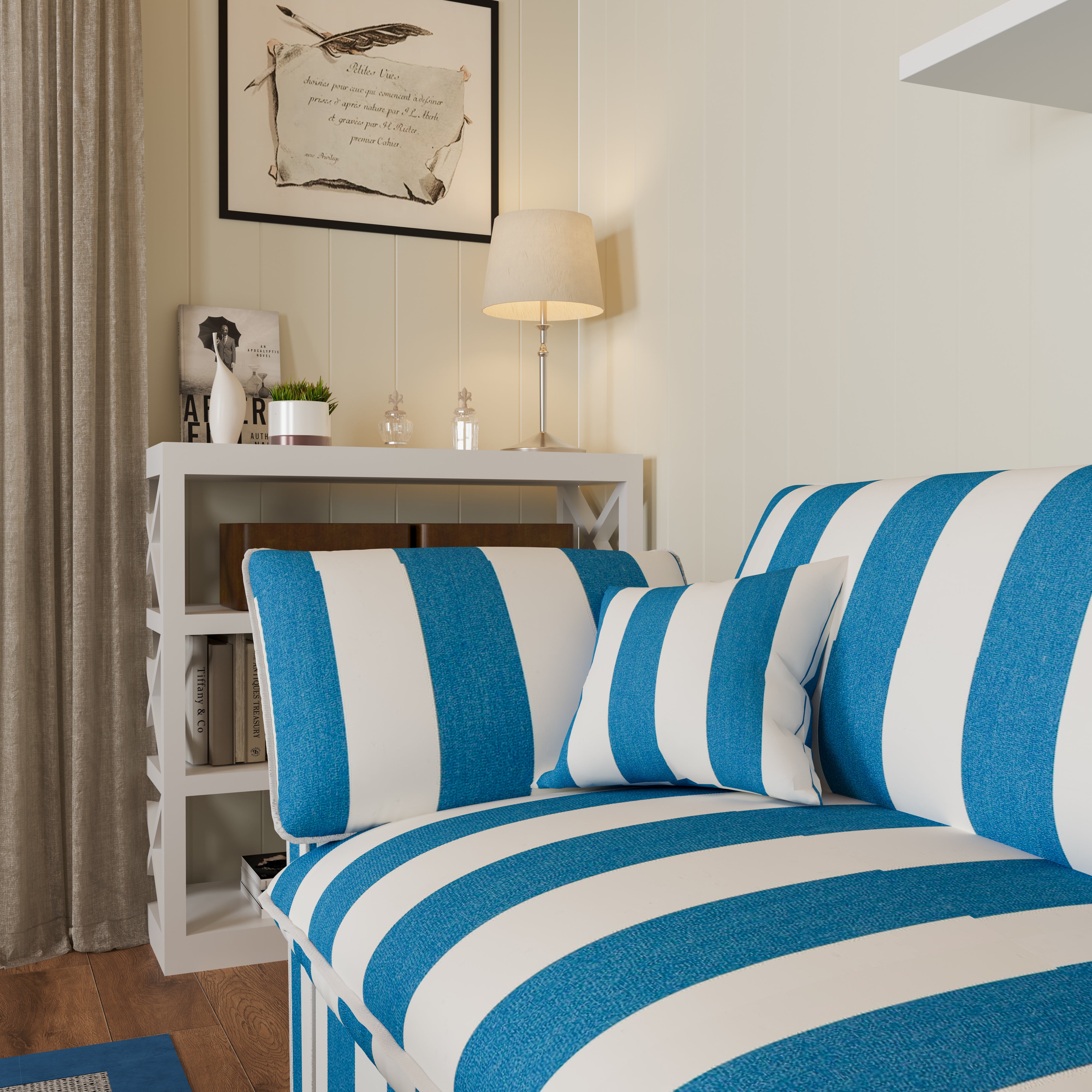 Cottonfy Retro Striped Fabric Handmade Sofa