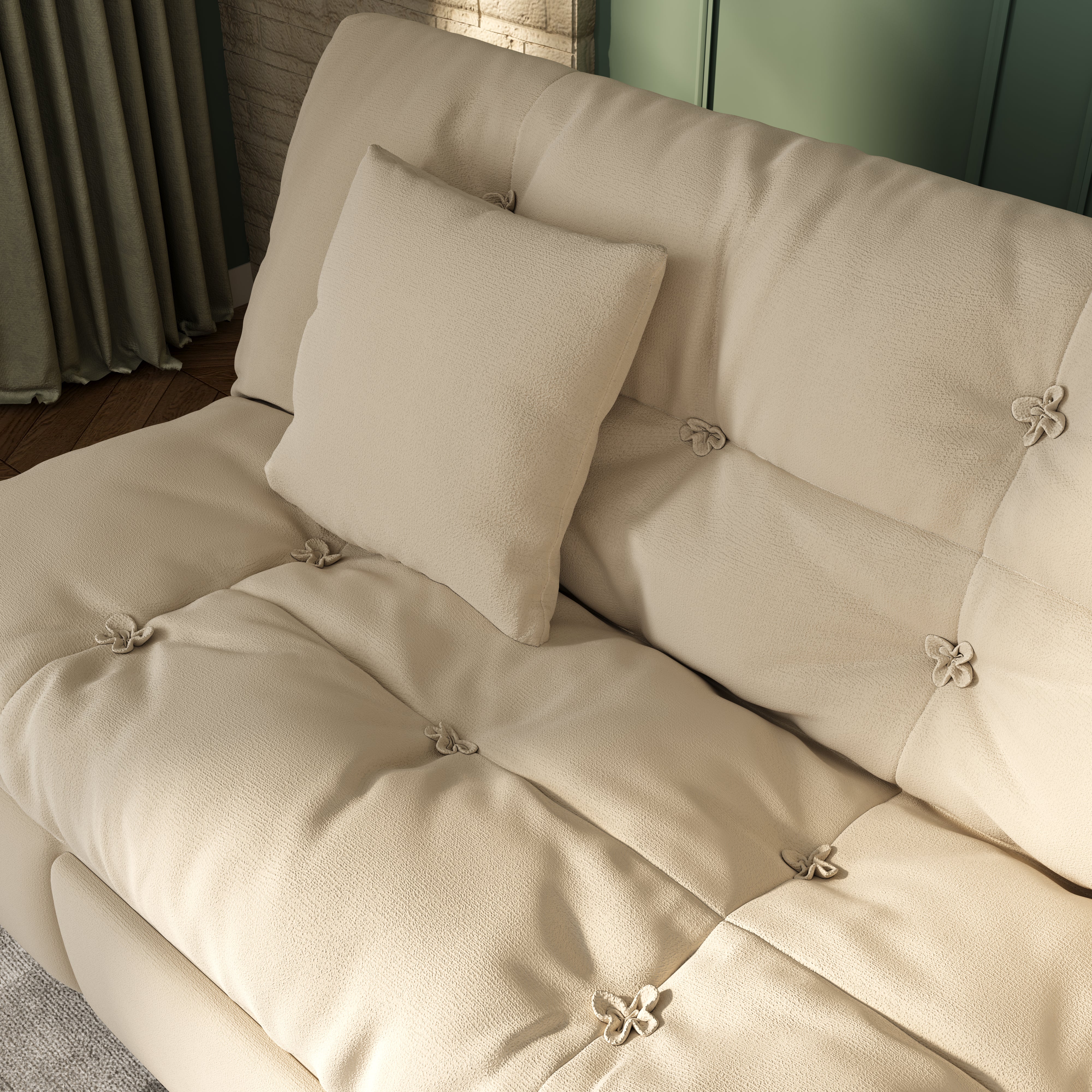 Upgrade Cream Cloud Double Folding Sofa Bed with Storage