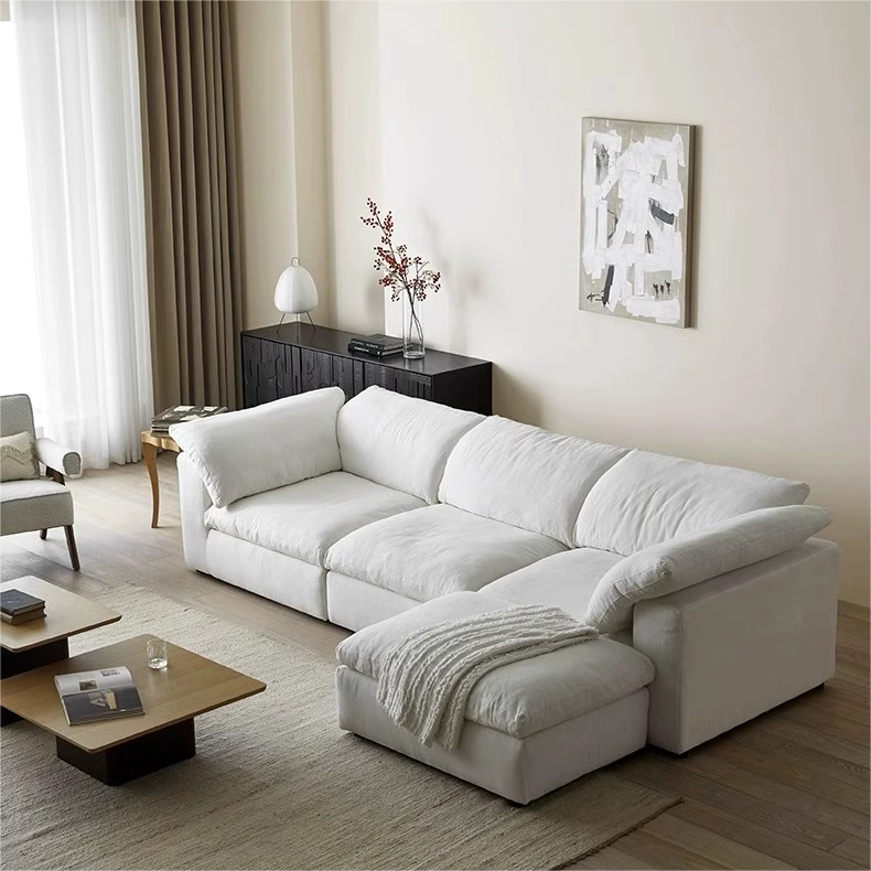 Waterproof 100% Cotton Linen Fabric Flat Sofa