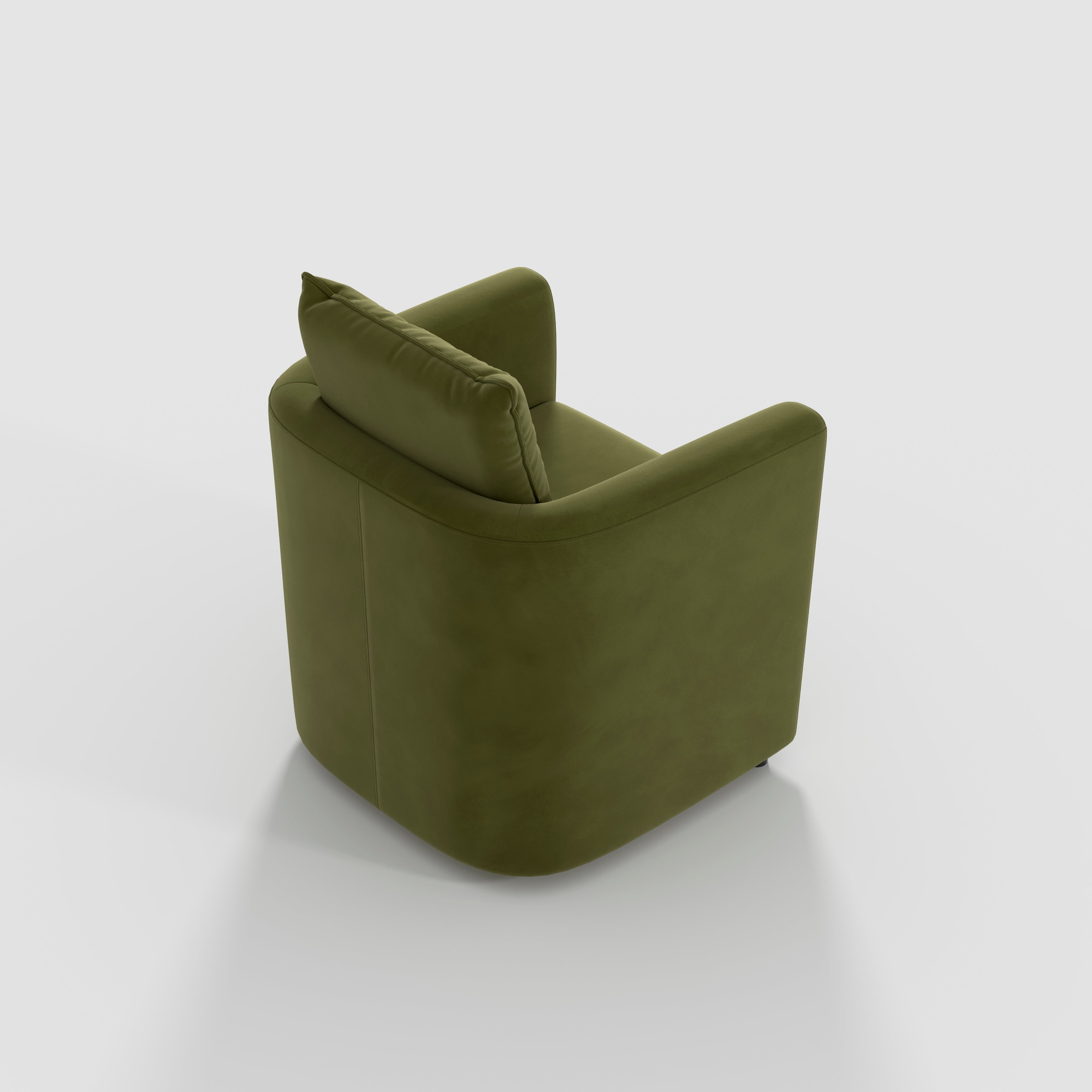 Green Velvet Snuggler Chair with Hidden Storage Footstool