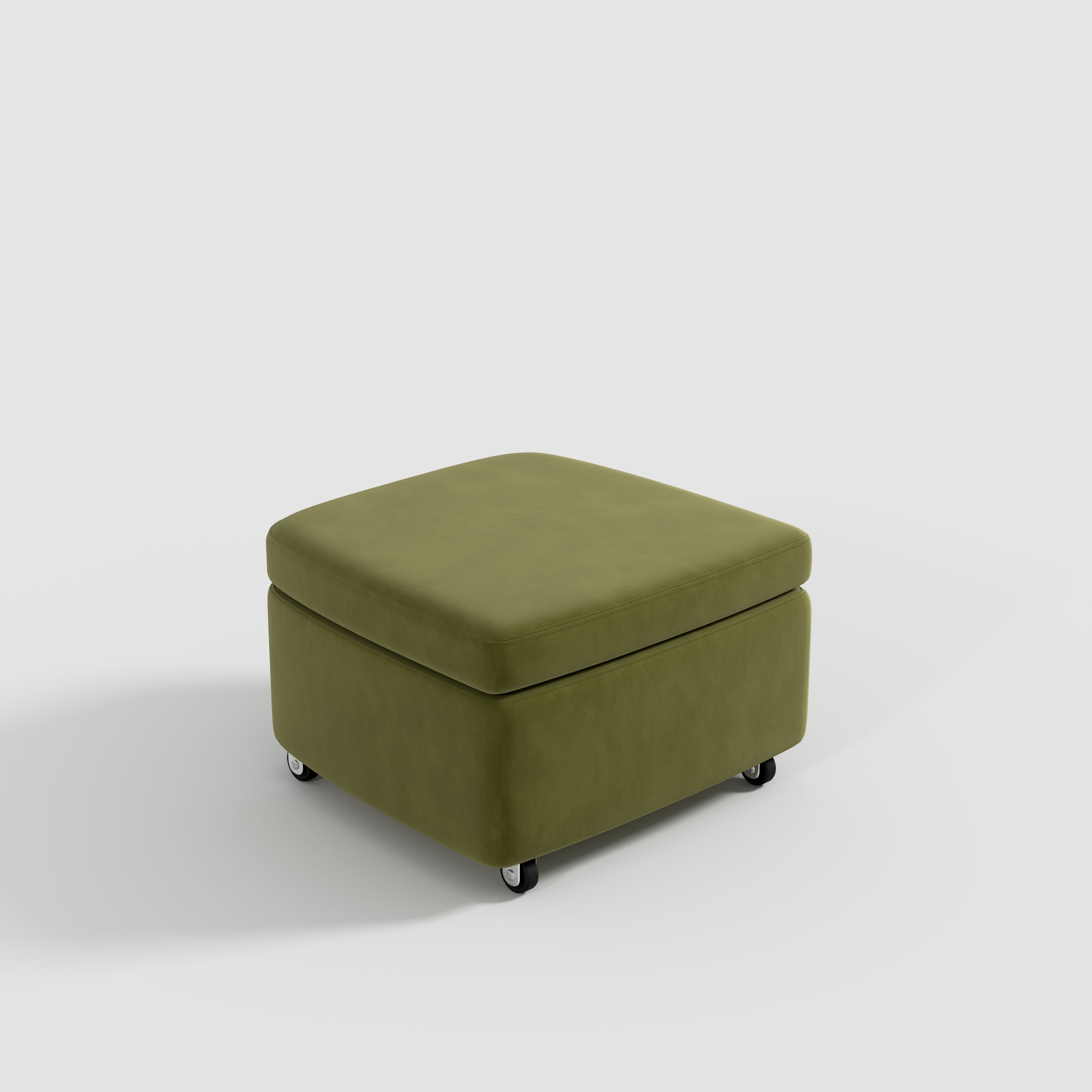 Green Velvet Snuggler Chair with Hidden Storage Footstool