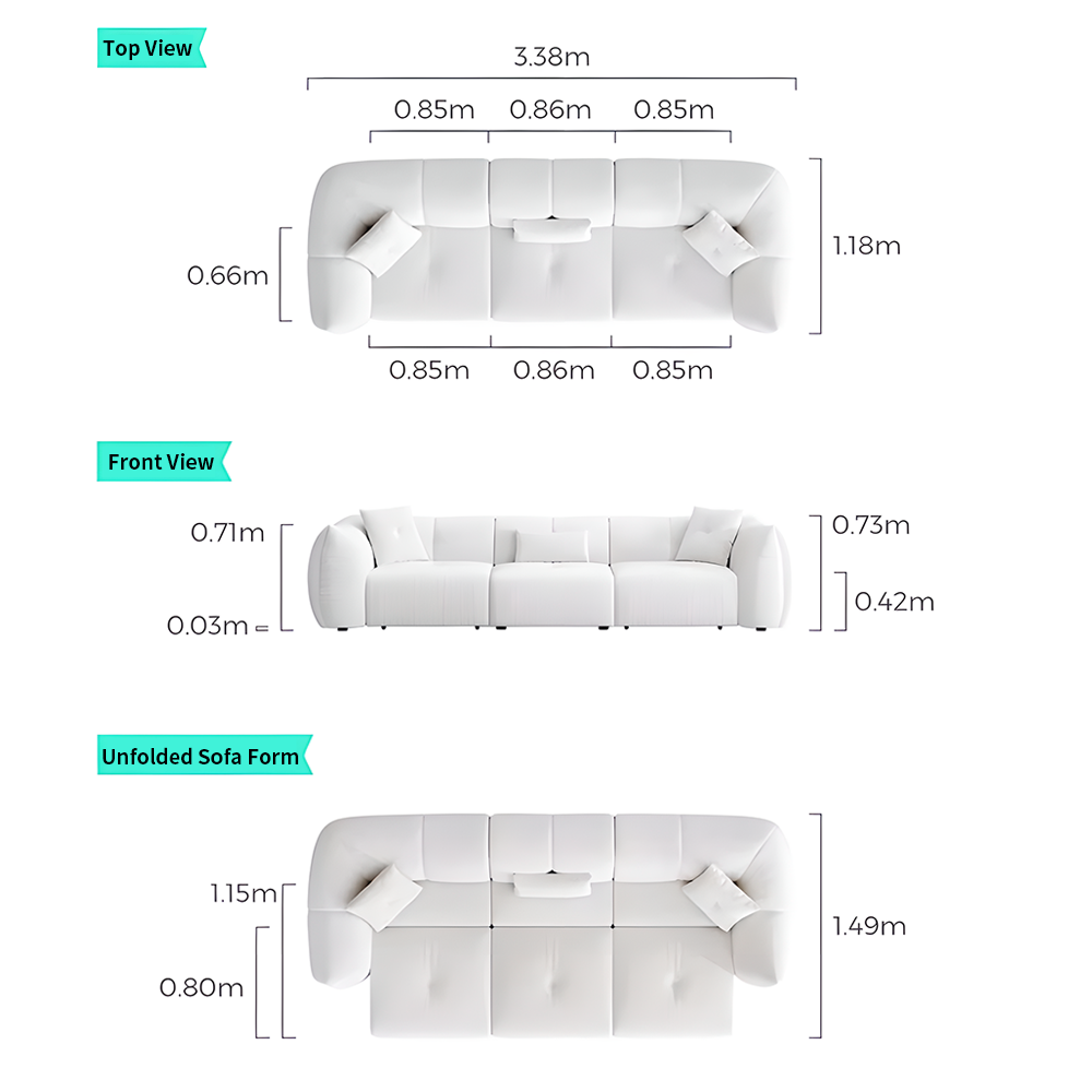 Cream Smart Electric Telescoping Soft Landing Fabric Sofa