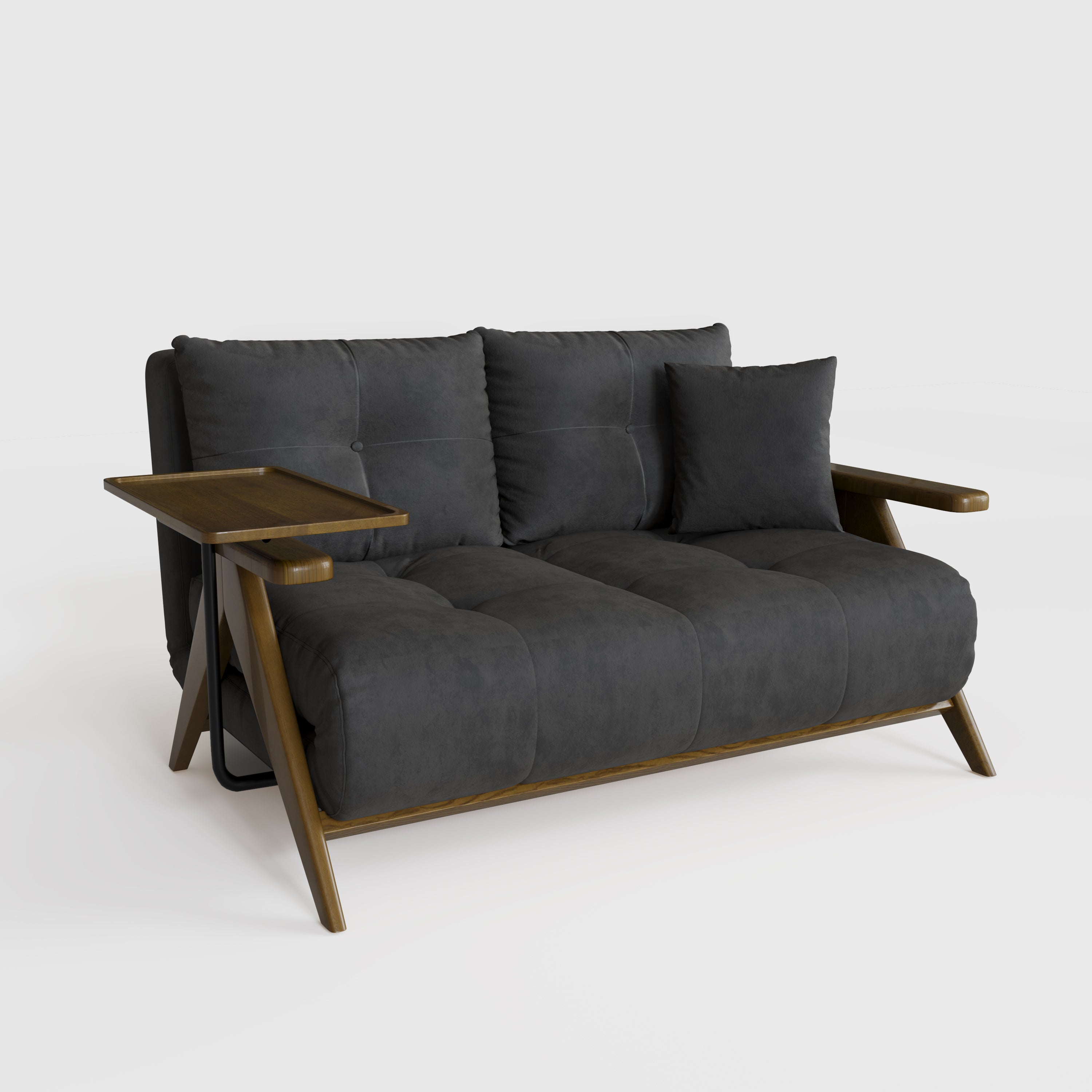 Foldable Matte Fabric Solid Wood 3 Mode Sofa Bed