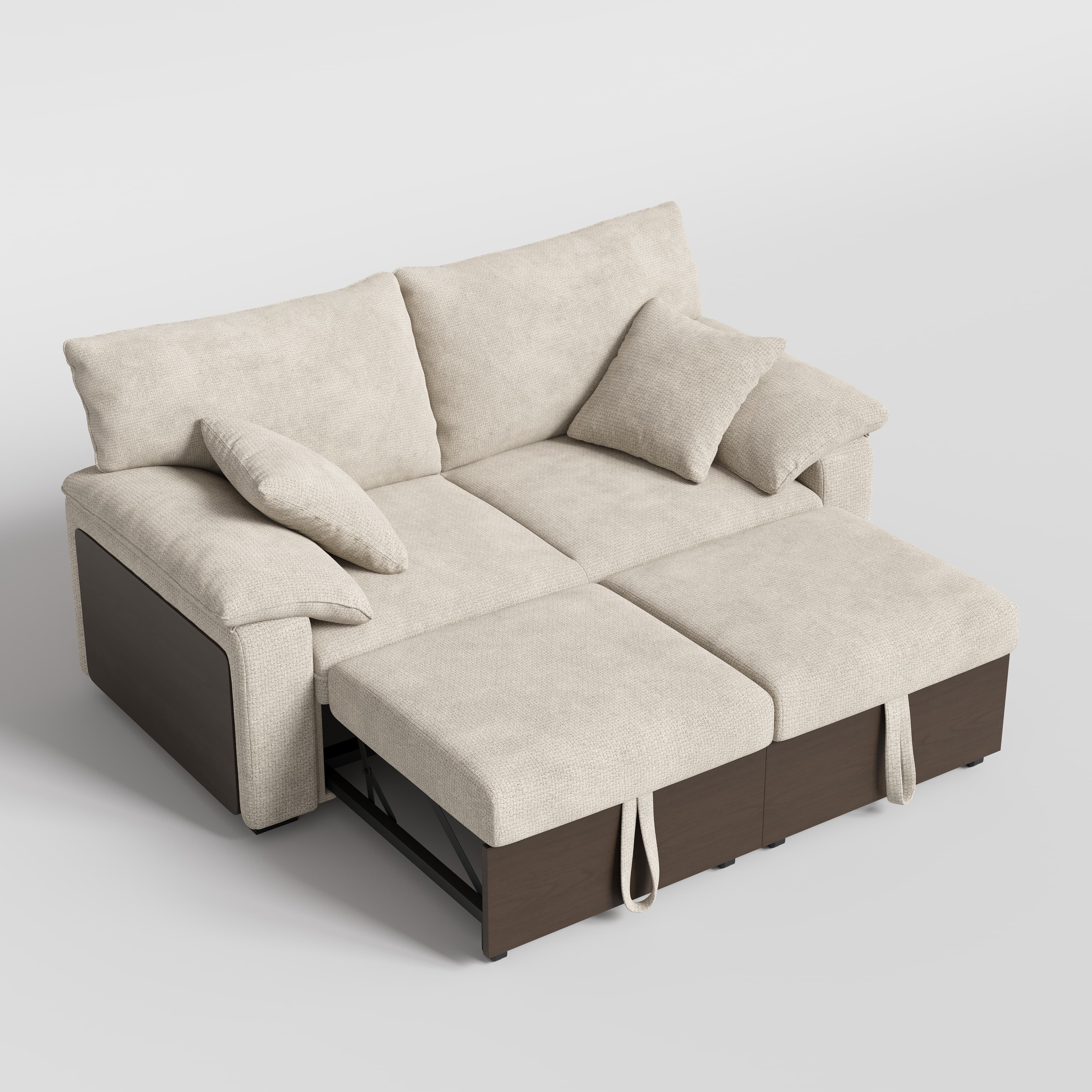 Luxurious Soild Wood Versatile 2-Seater Pull Out Sofa Bed