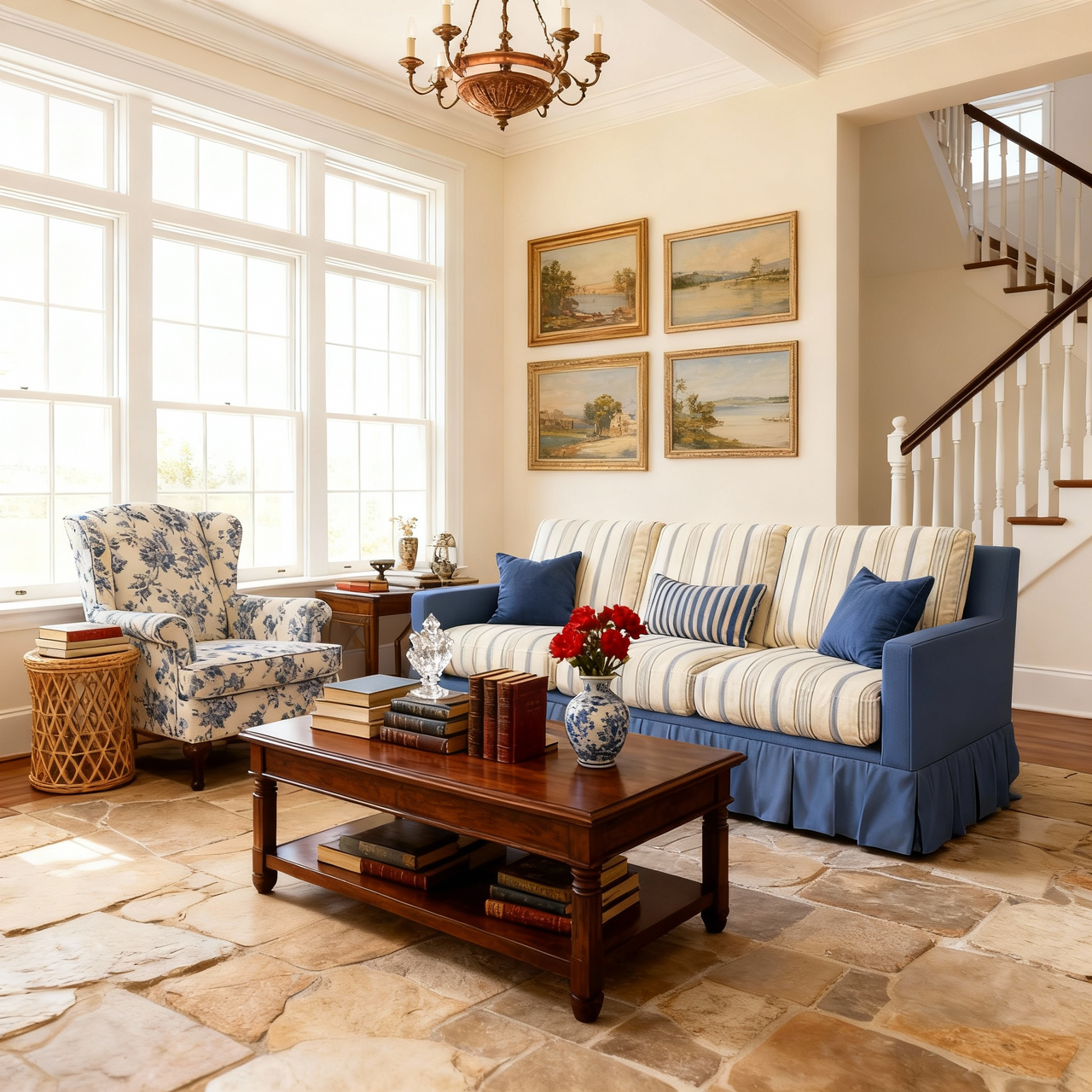 Cottonfy Country Check Sofa with Removable Skirted Covers