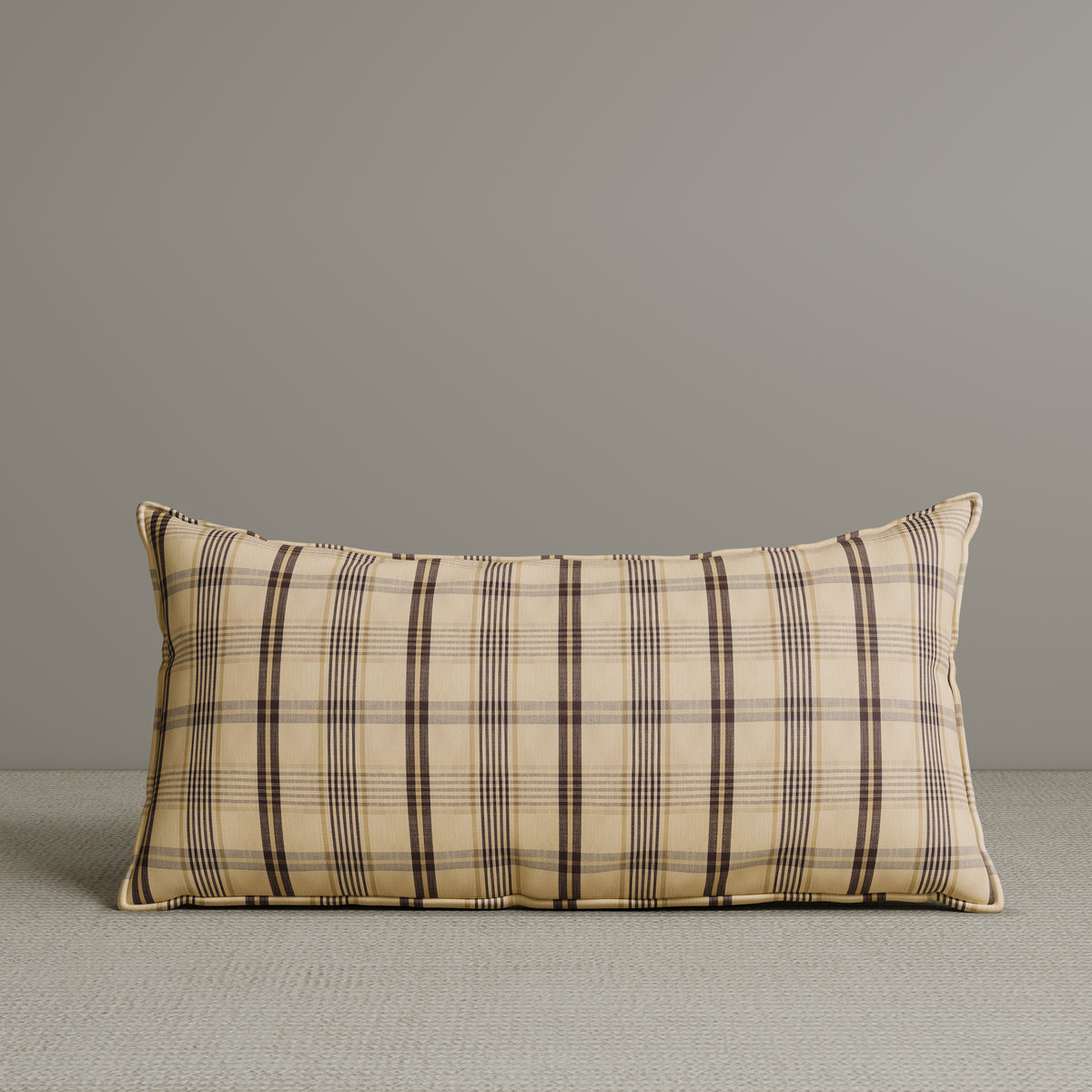Exclusive Waist Cushion Cocoa Checkered Cotton Linen 56*27*12 CM