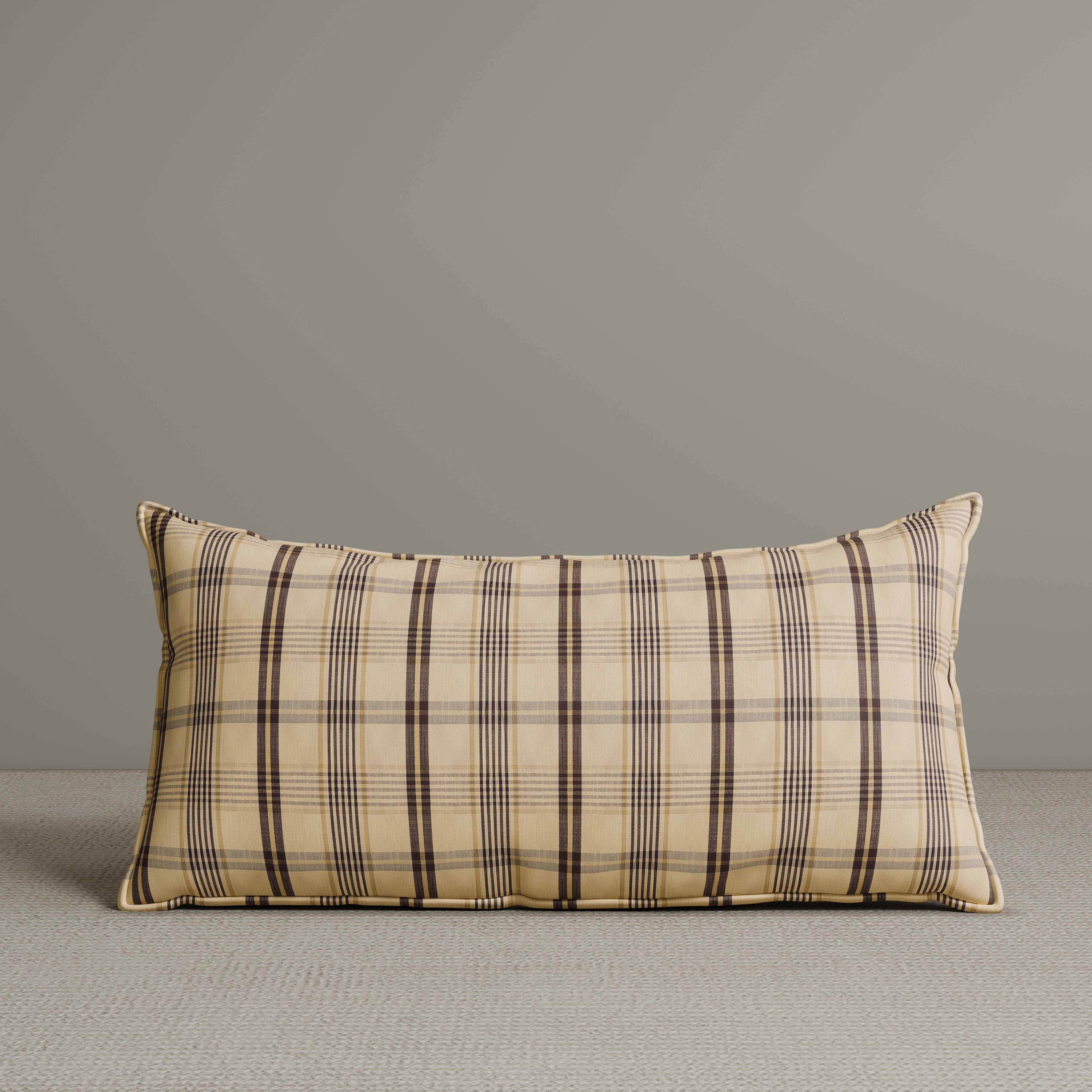 Exclusive Waist Cushion in Cocoa Checkered Cotton Linen, 56*27*12 CM