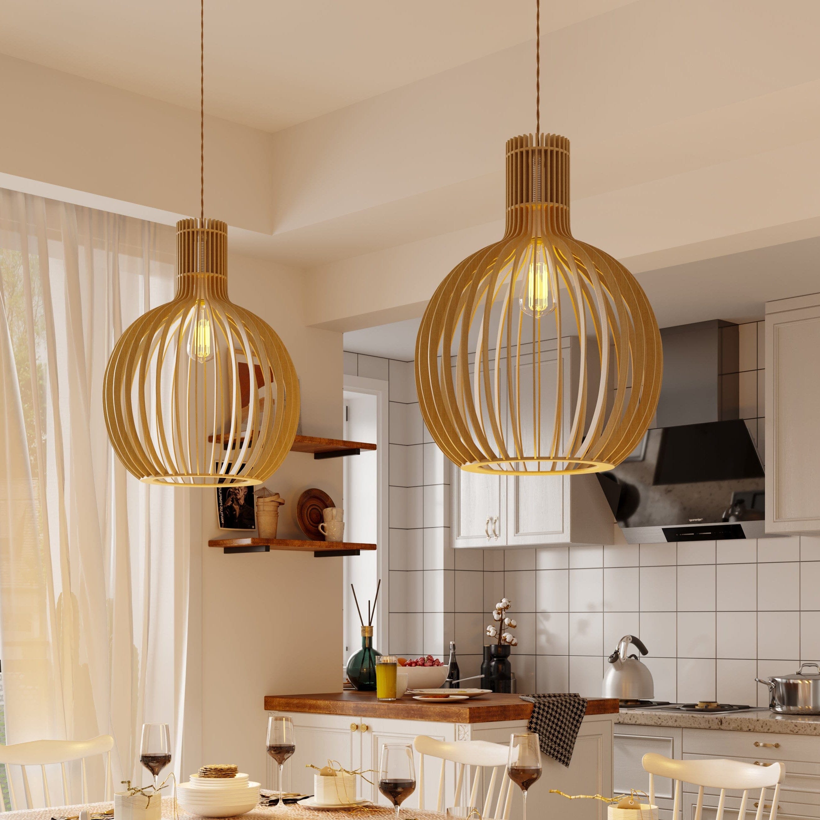 Shadome-Lightsin Scandinavian LED Wooden Birdcage Pendant Light Lightsin UK 