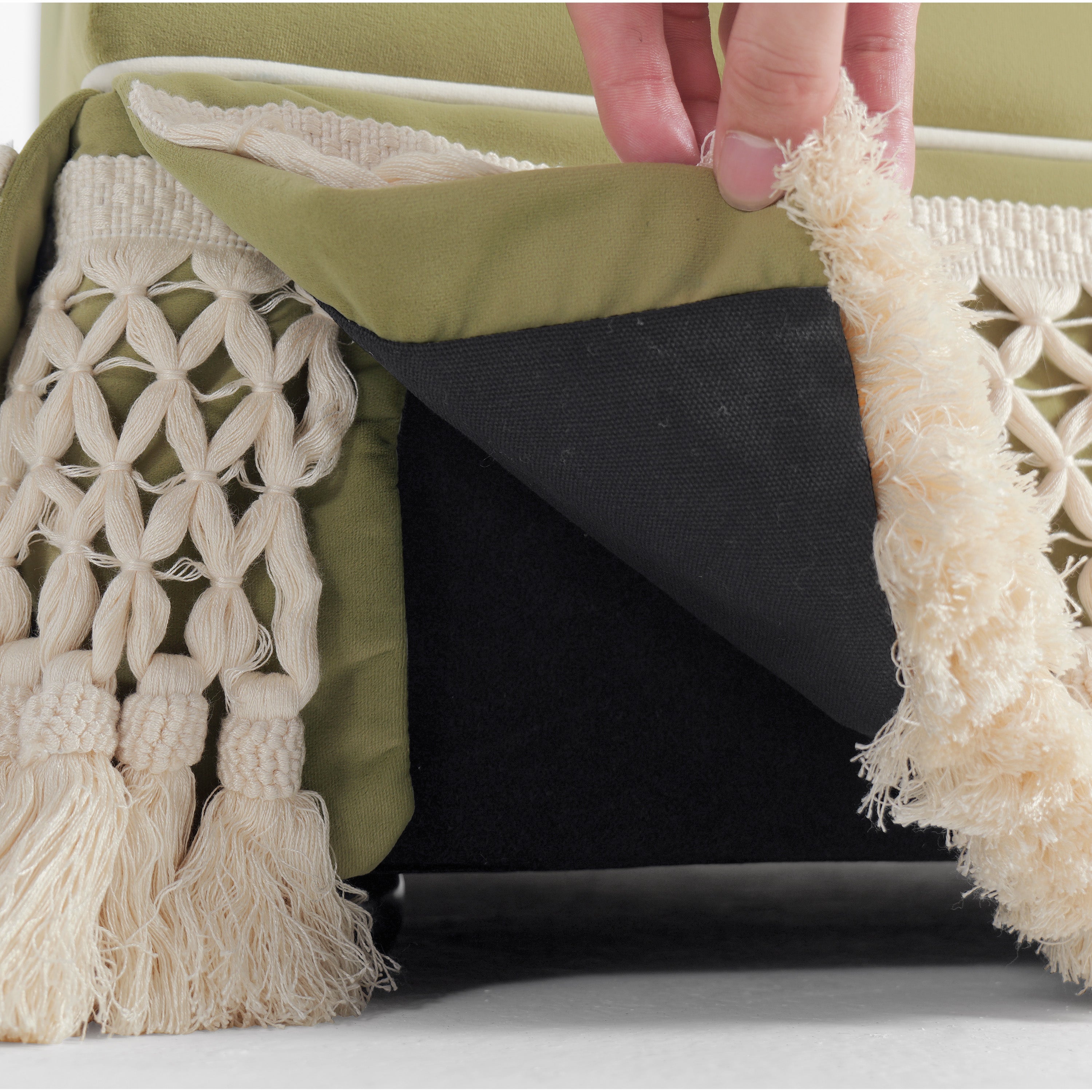 Cottonfy Country Fringe Skirt Sofa for Relaxed Home Living