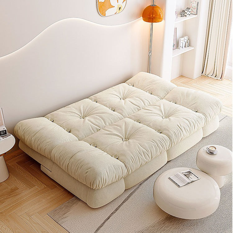 Upgrade Cream Cloud Double Folding Sofa Bed with Storage