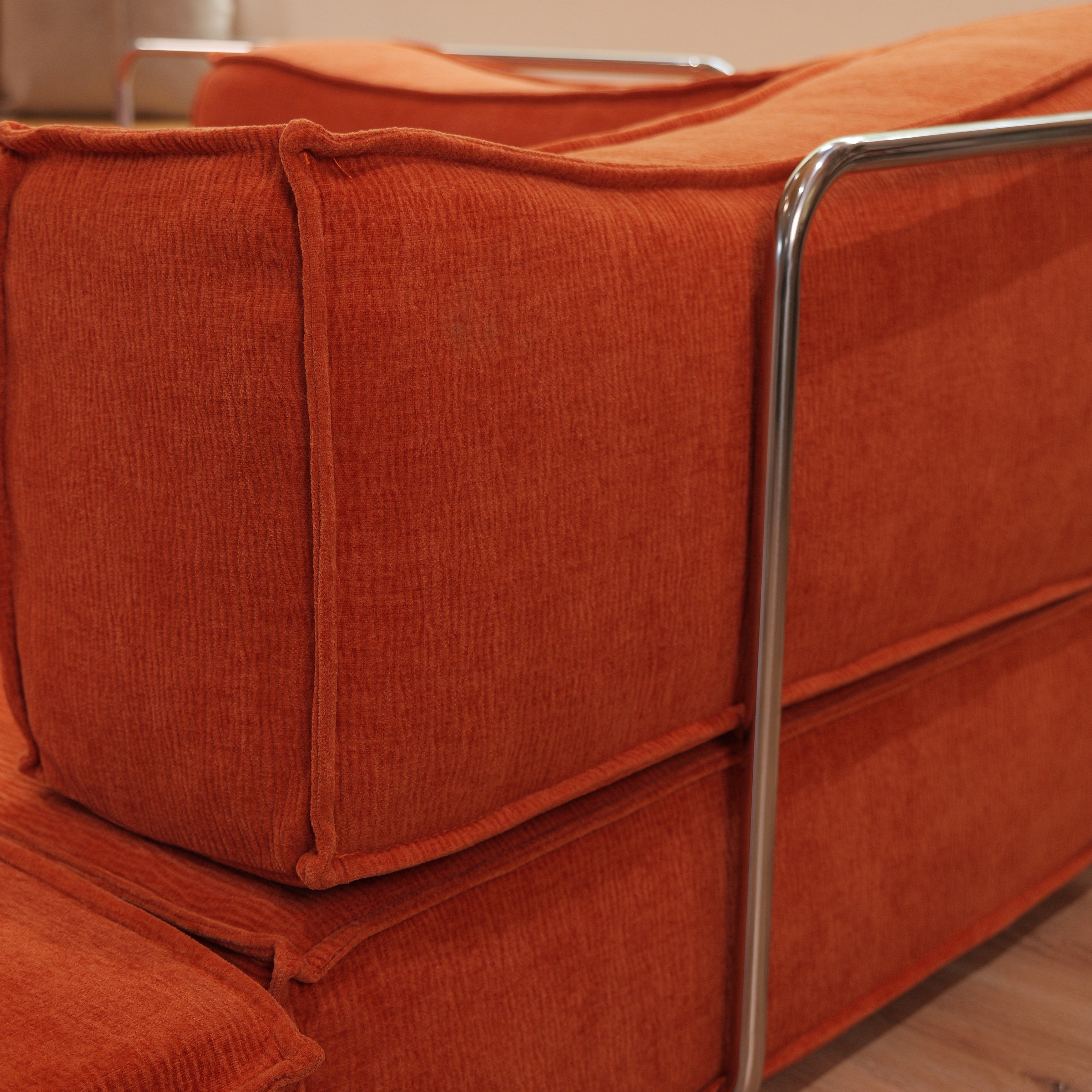 French Style Vivid Orange Free Modular Sofa Bed