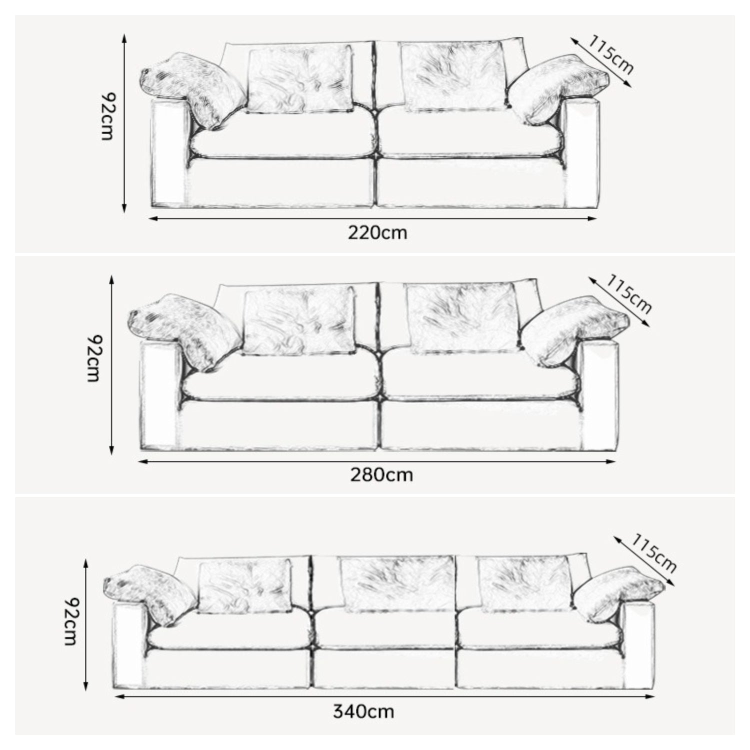 Natural Flax Sink-In Cloud Wide Seat Sofa