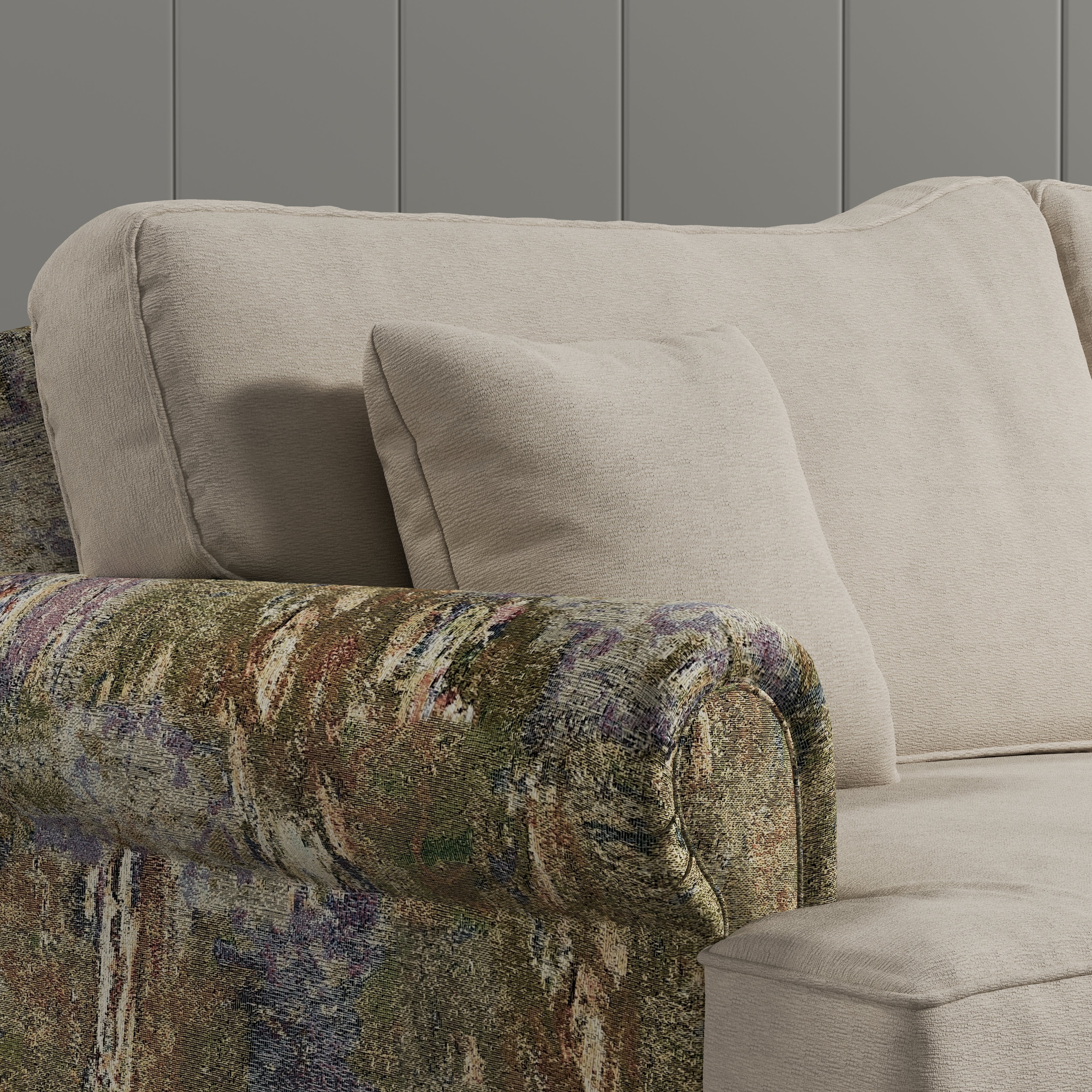 Cottonfy Heritage Plaid Skirted Sofa with Concealed Storage Drawers