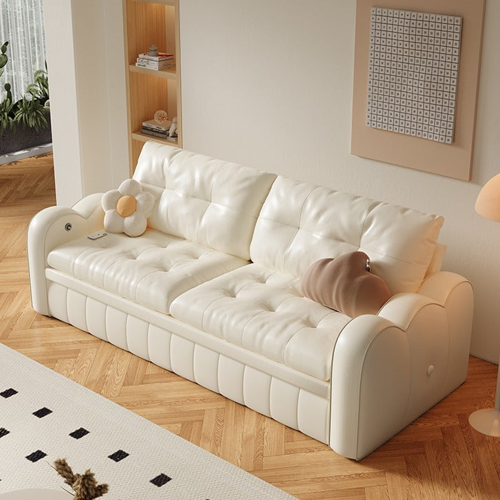 Cream Cloud Extendable L-Shape Corner Sofa Bed with Storage