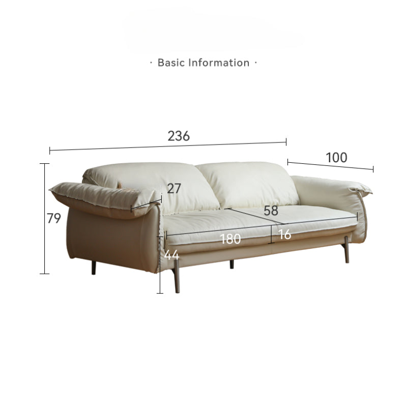 Milky White Deep-Seated Tech-Cloth Sofa