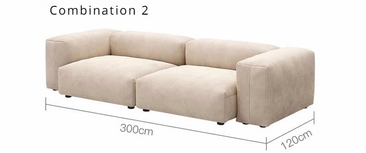 Corduroy Modular Wide Seat Chaise Sofa Block