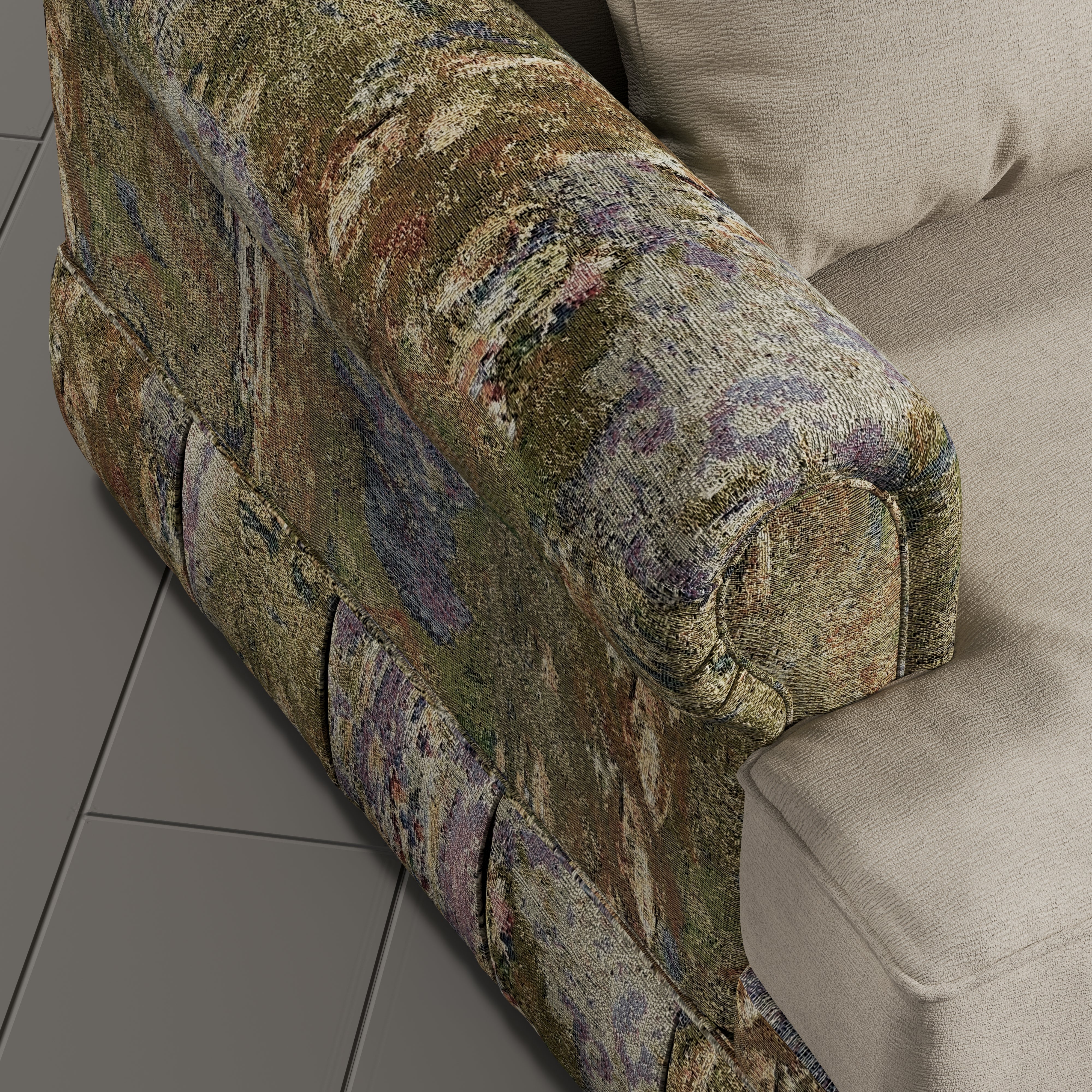 Cottonfy Heritage Plaid Skirted Sofa with Concealed Storage Drawers