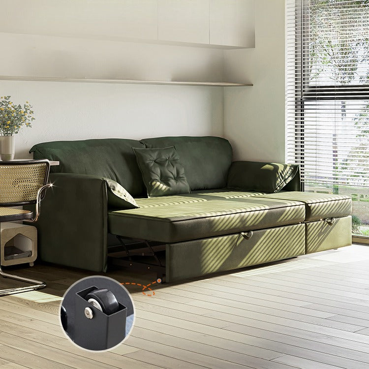 Expandable Green Pulley Corner Sofa Bed for Small Apartment