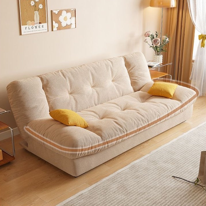 French Cream Cloud Double Folding Sofa Bed with 2 Pillows