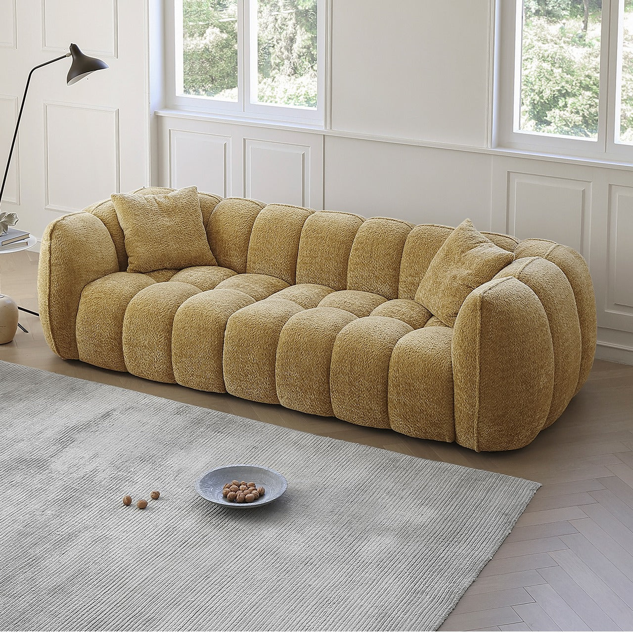 French Retro Pumpkin Shape Simple Multi-Person Sofa