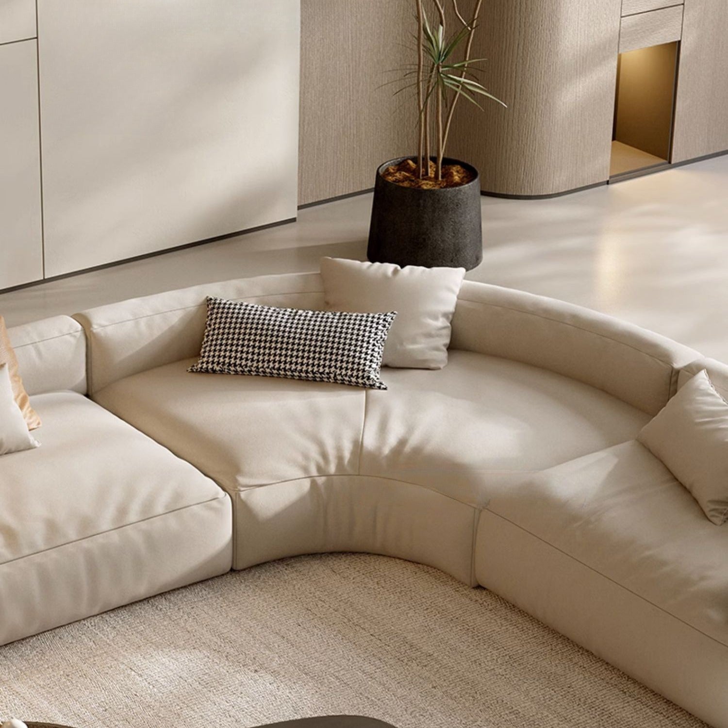 Cream Large Corner Freestyle Modular Minimalist Sofa