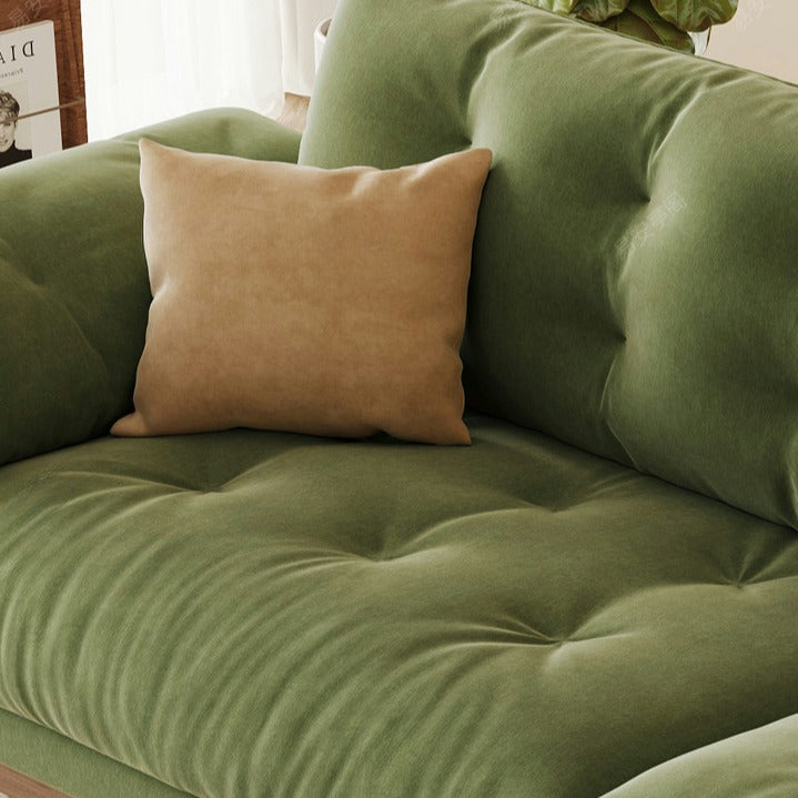 Nordic Fabric Living Room Green Solid Wood Corner Sofa