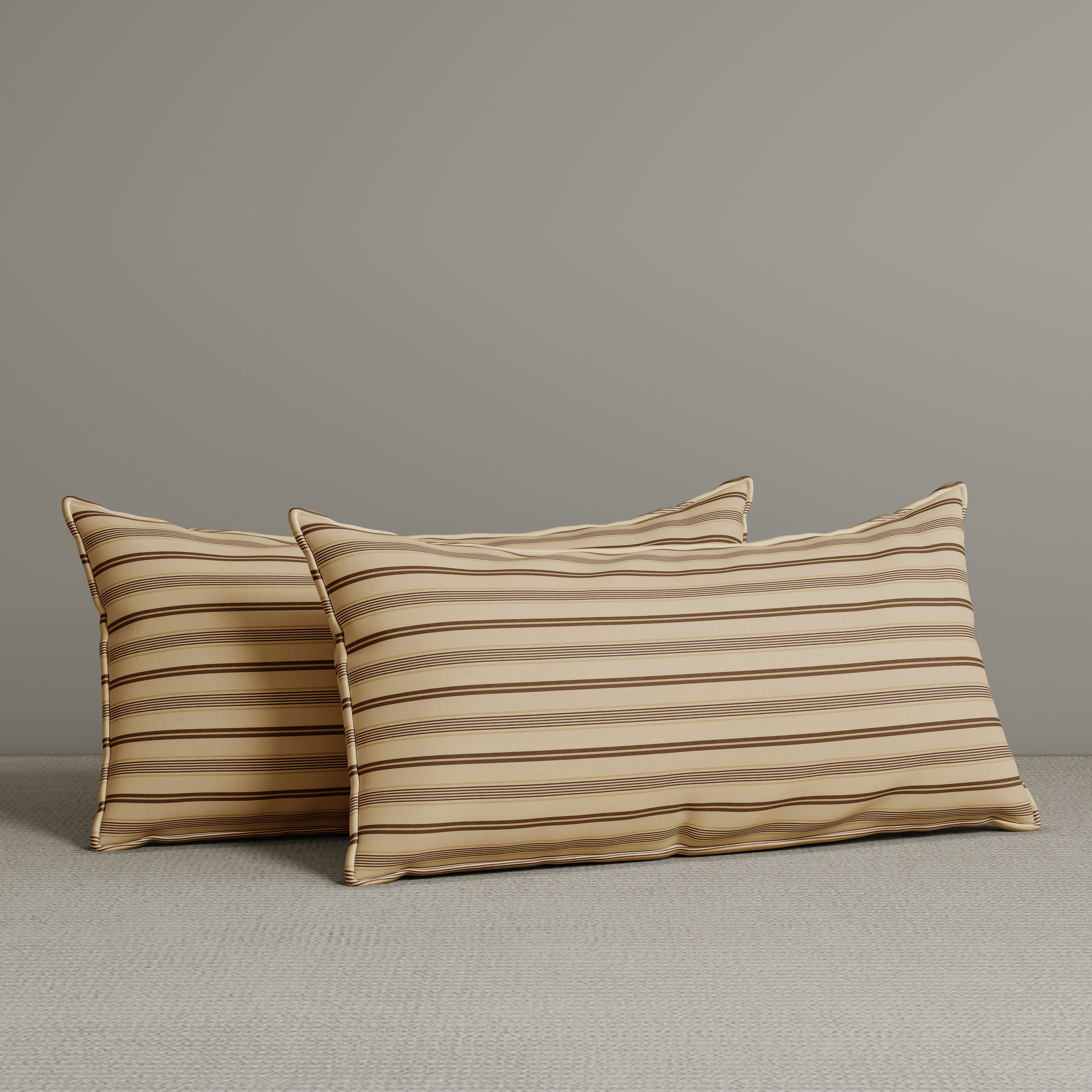 Exclusive Waist Cushion in Cocoa Striped Cotton Linen, 56*27*12 CM