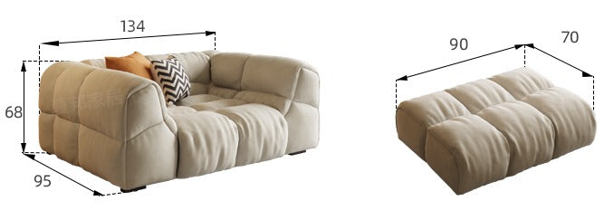 Fluffy Waffle Leathaire Fabric Sofa 3 Seater for Limited Space