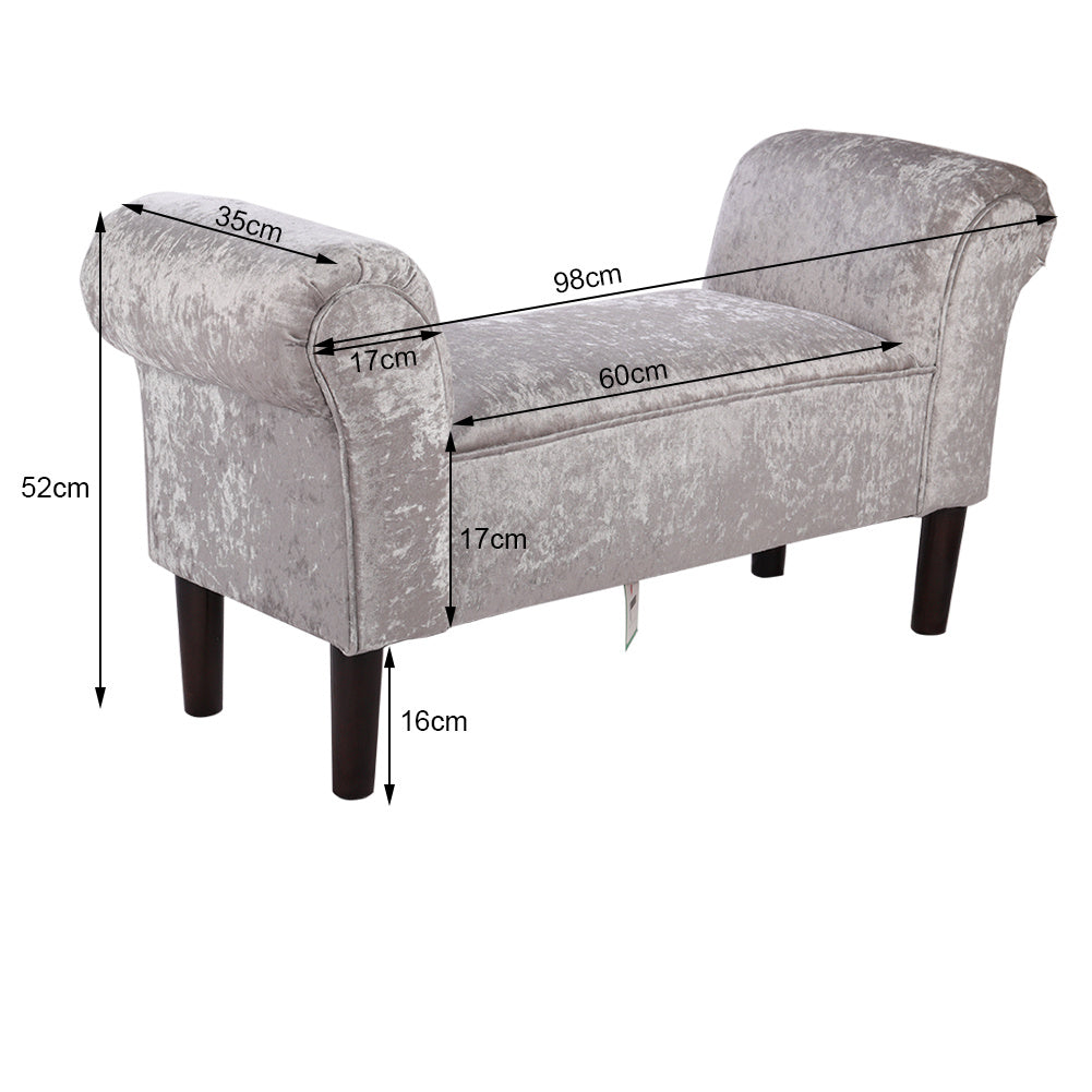 Sheeny Ice Velvet Roll Arm Bed End Bench