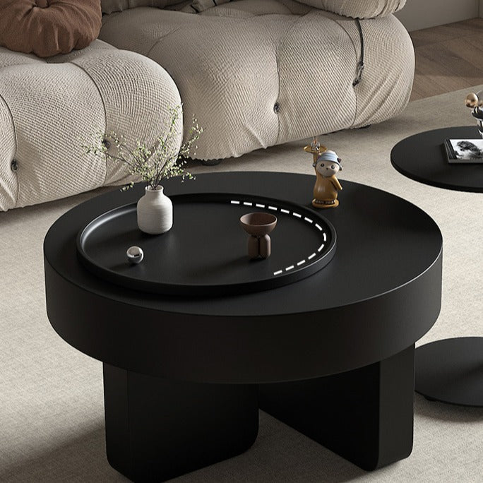 Minimalist Living Room Small Unit with Movable Rotating Coffee Table