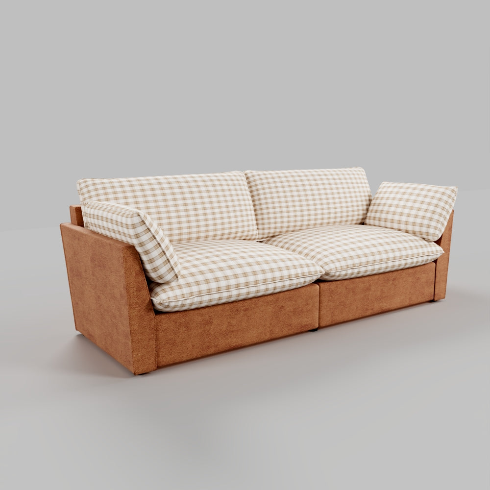 British Retro Check & Striped Sofa with Removable Covers