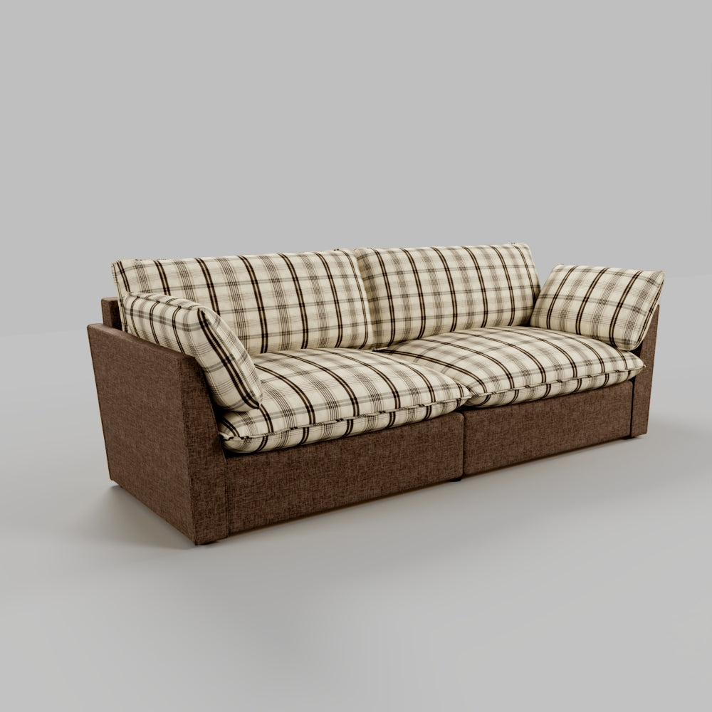 British Retro Check & Striped Sofa with Removable Covers