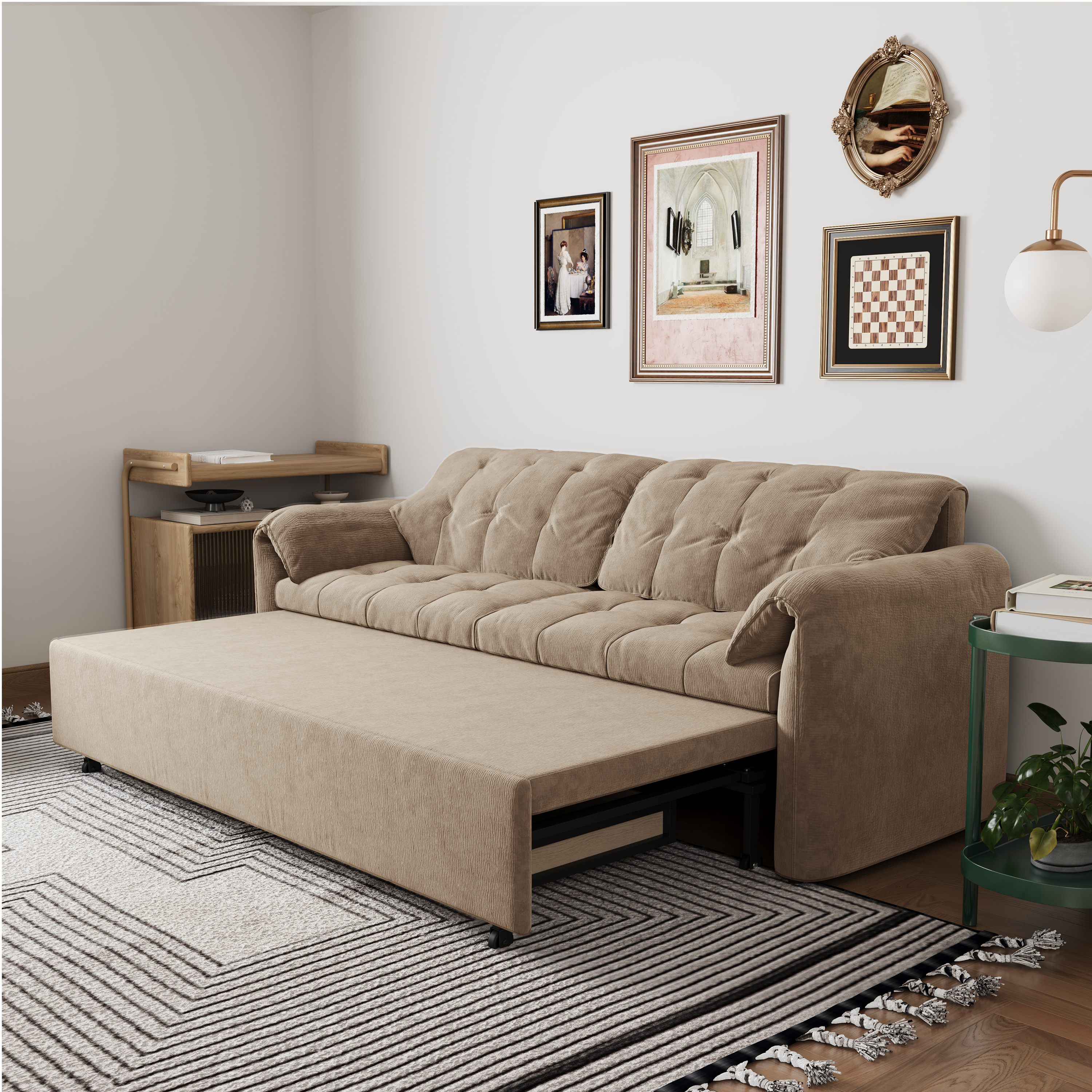 Upgraded Cloud Chenille Skin Friendly Sofa Bed with Storage