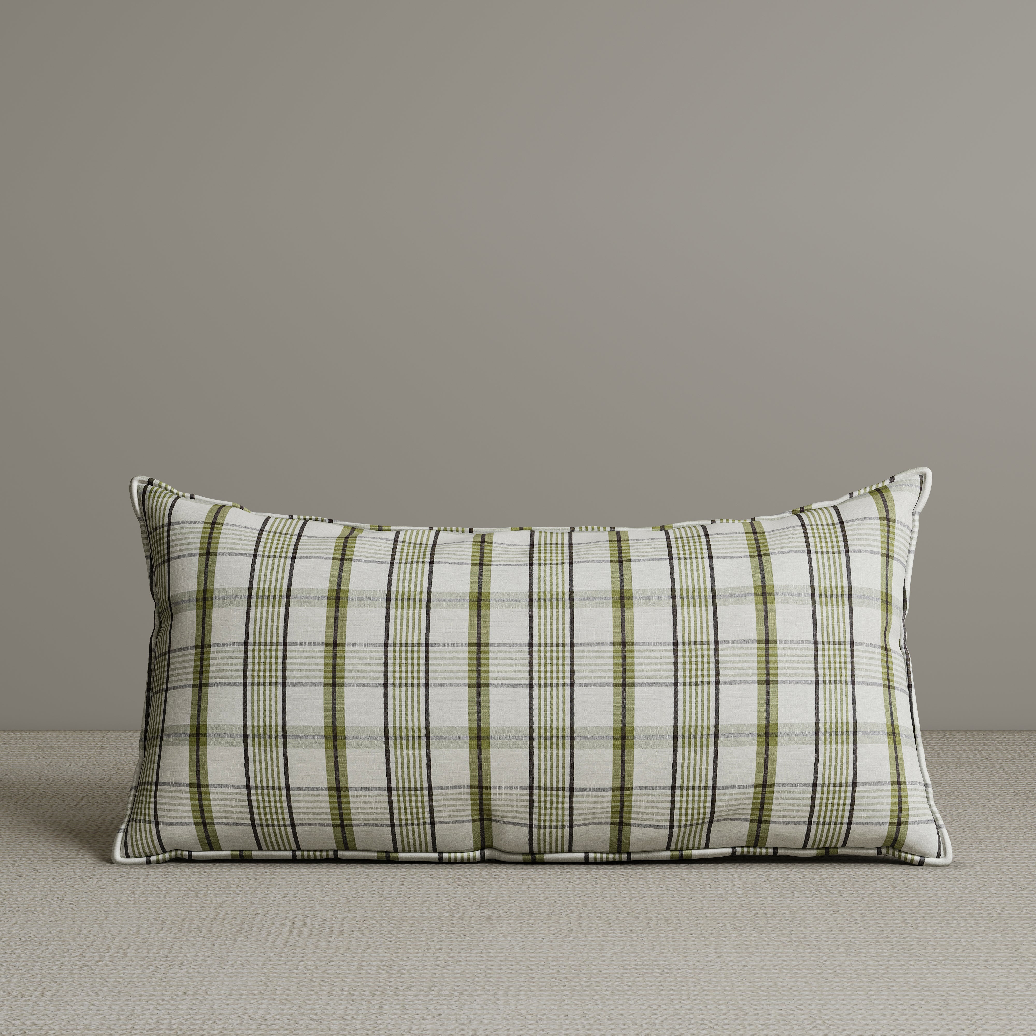 Exclusive Waist Cushion in Moss Green Checkered Cotton Linen, 56*27*12 CM