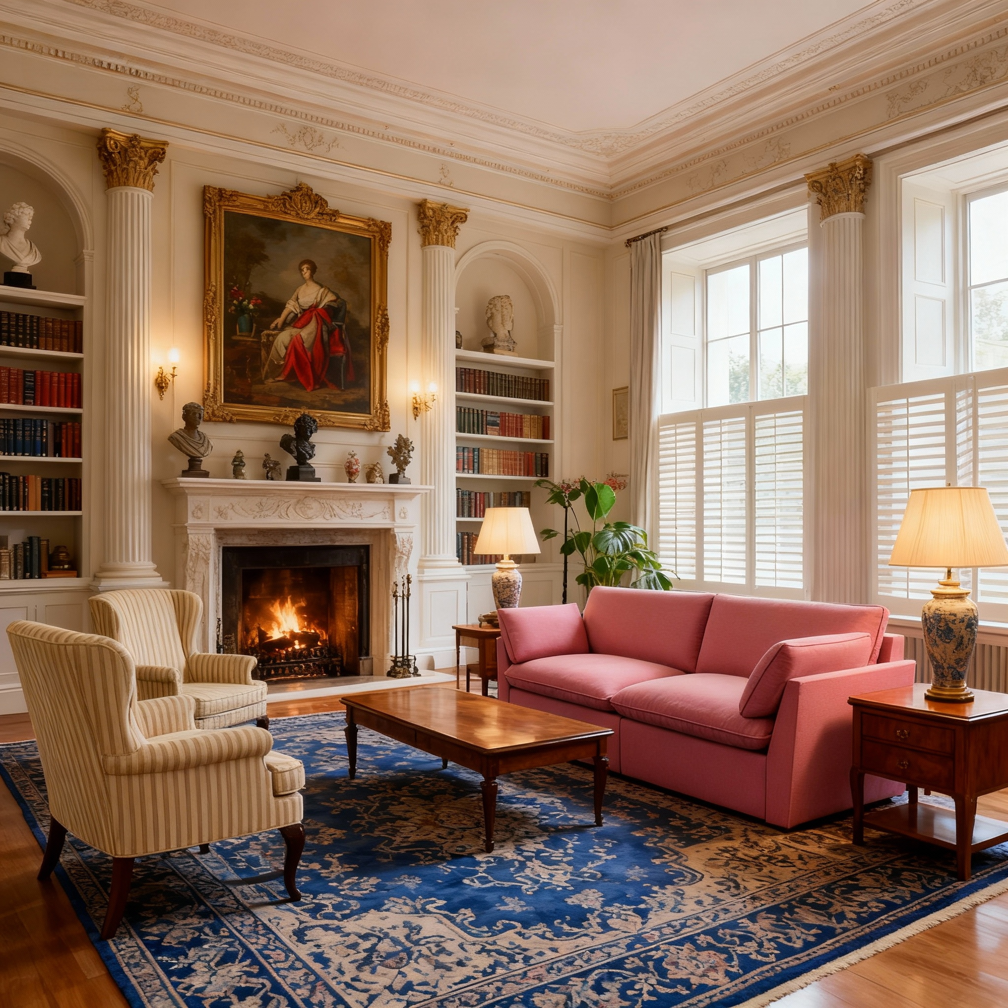 British Retro Check & Striped Sofa with Removable Covers