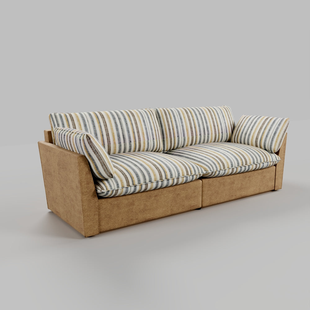 British Retro Check & Striped Sofa with Removable Covers