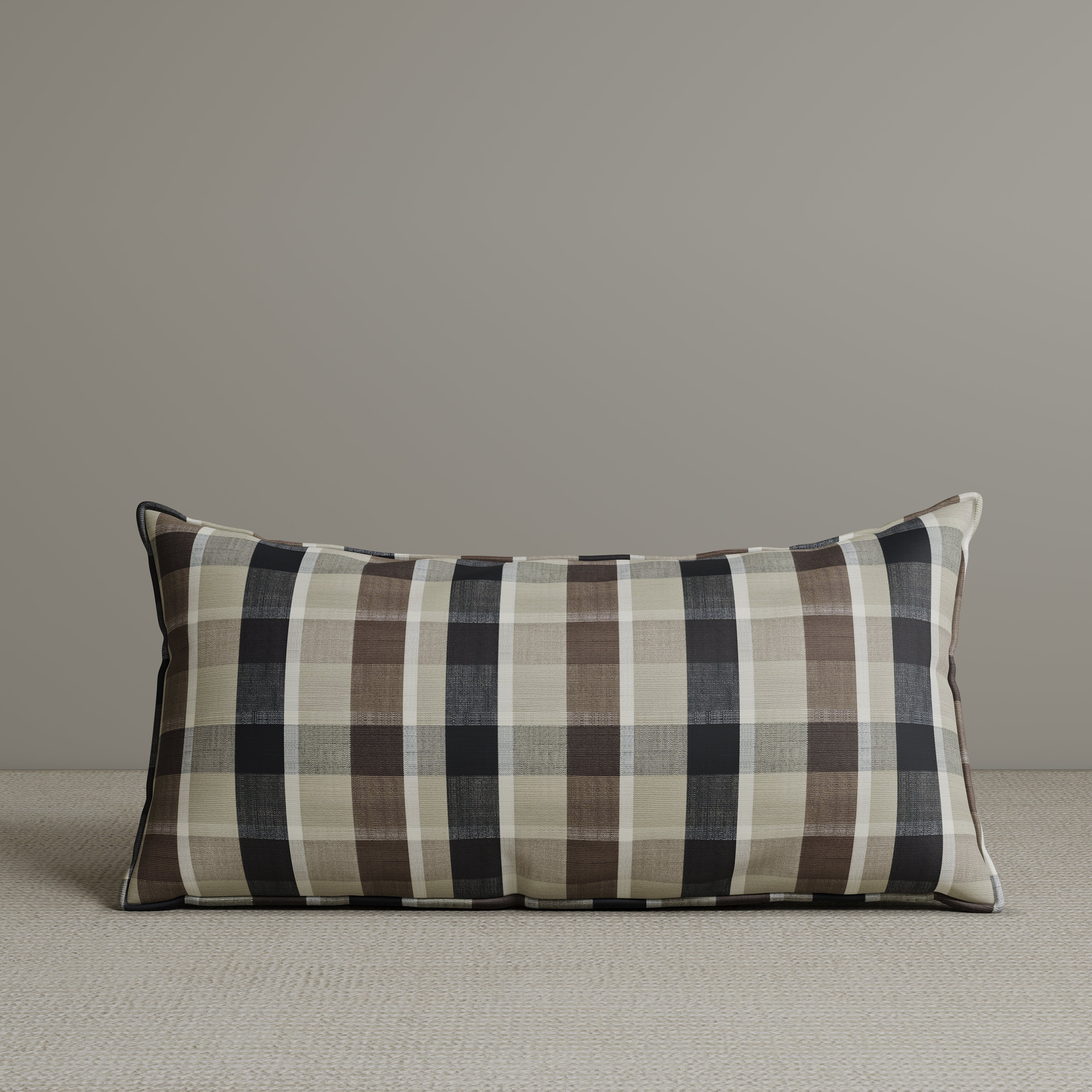 🎁 Exclusive Waist Cushion in Mocha Brown Checkered Cotton Linen, 56*27*12 CM (100% off)