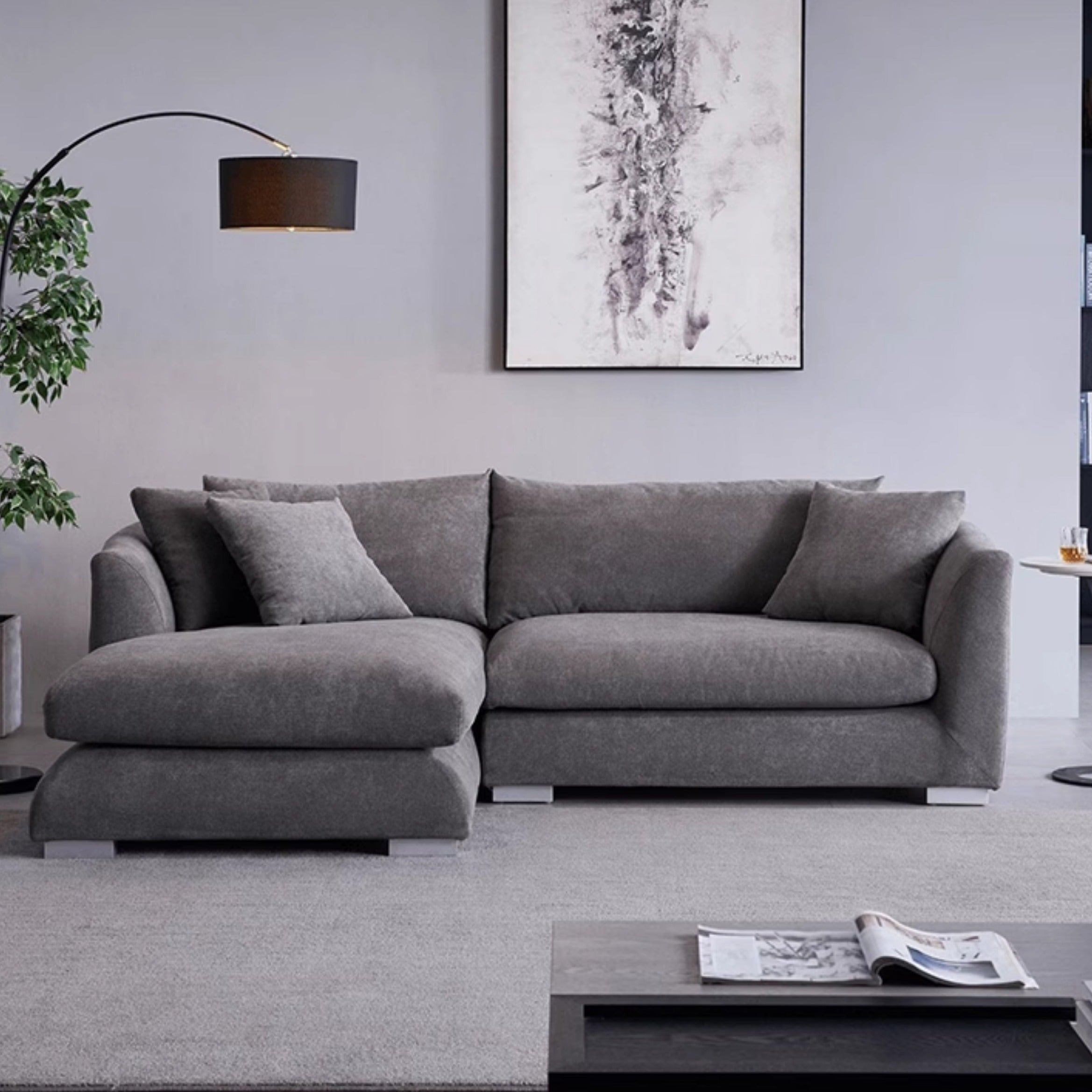 Chelsea Corner Chesterfield Loveseat Linen Fabric Minimalist  Sofa