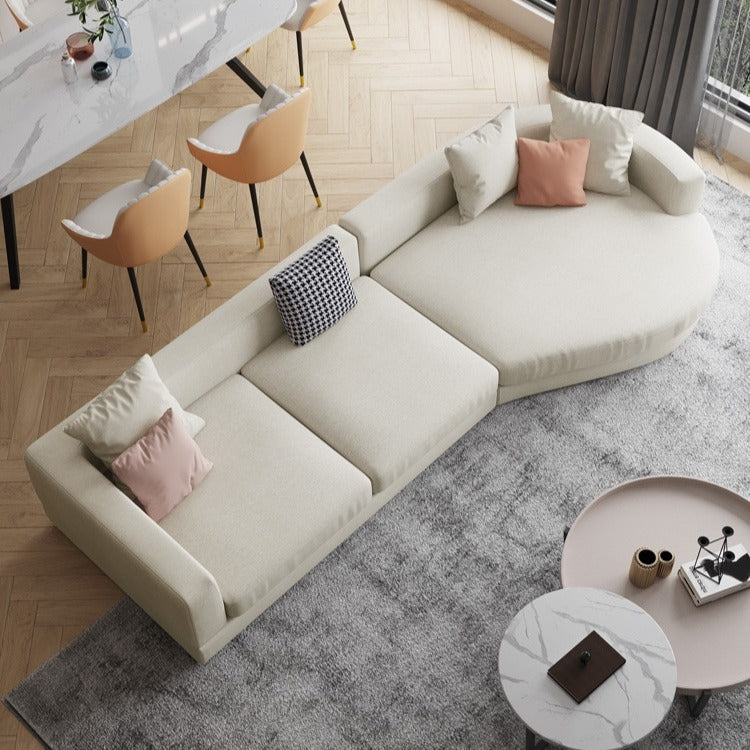 Minimalist Creamy Flannel Creative Corner Sofa