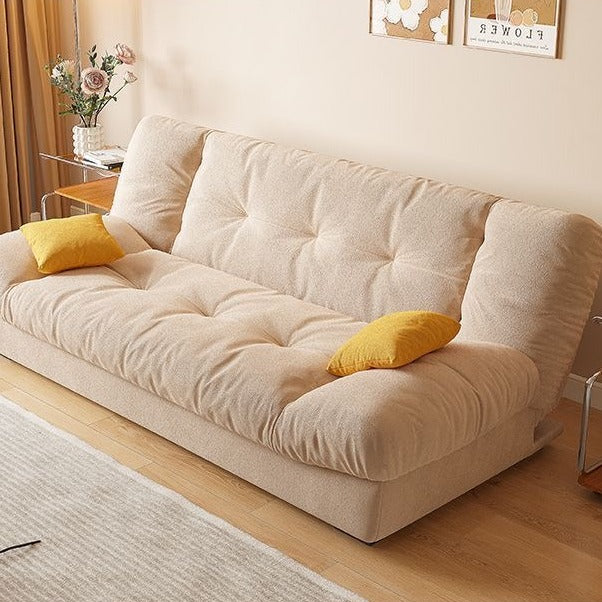 French Cream Cloud Double Folding Sofa Bed with 2 Pillows