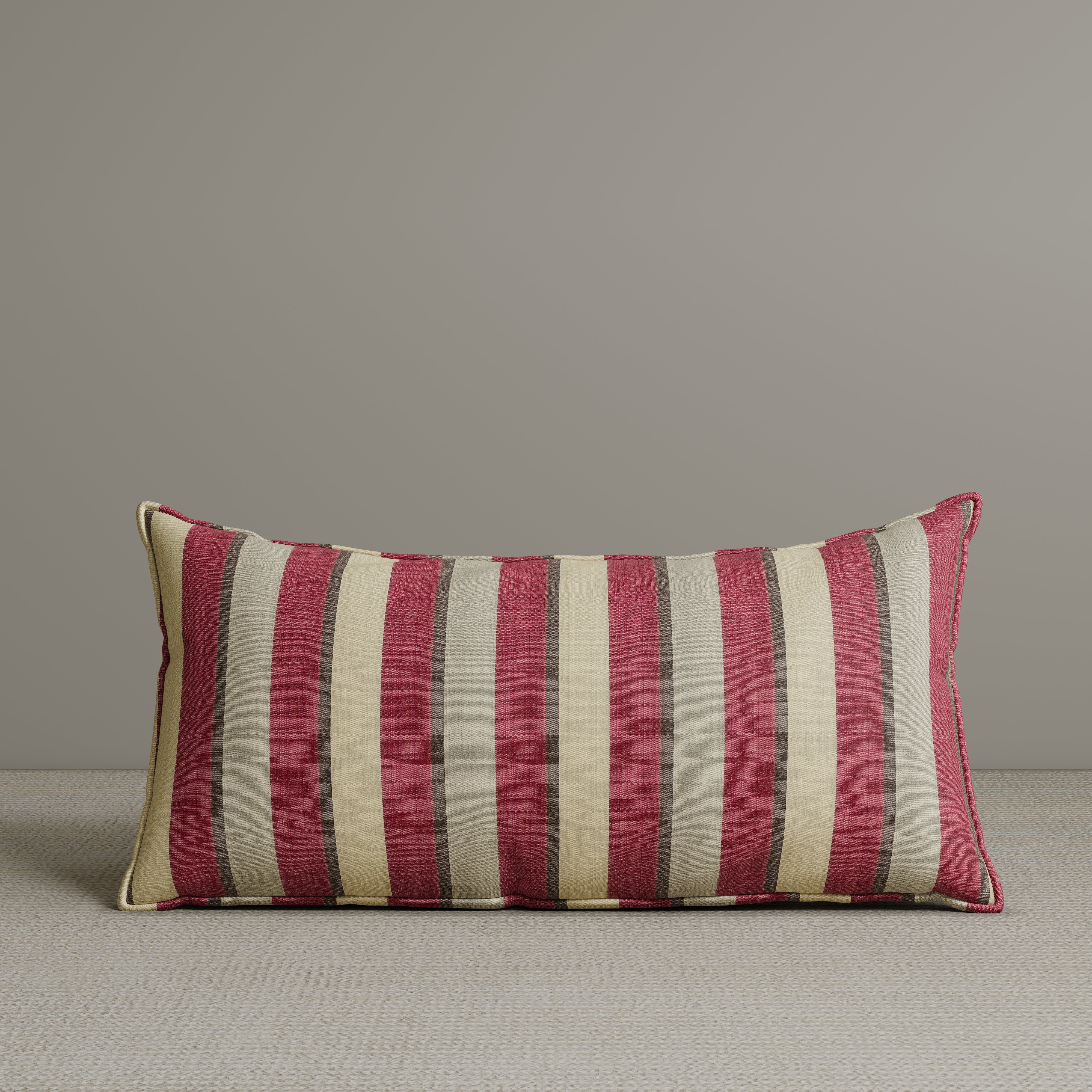 Exclusive Waist Cushion in Red Striped Cotton Linen, 56*27*12 CM