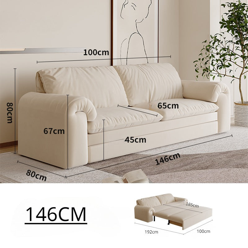 Cream Convertible Sleeper Sofa Bed with Drawers