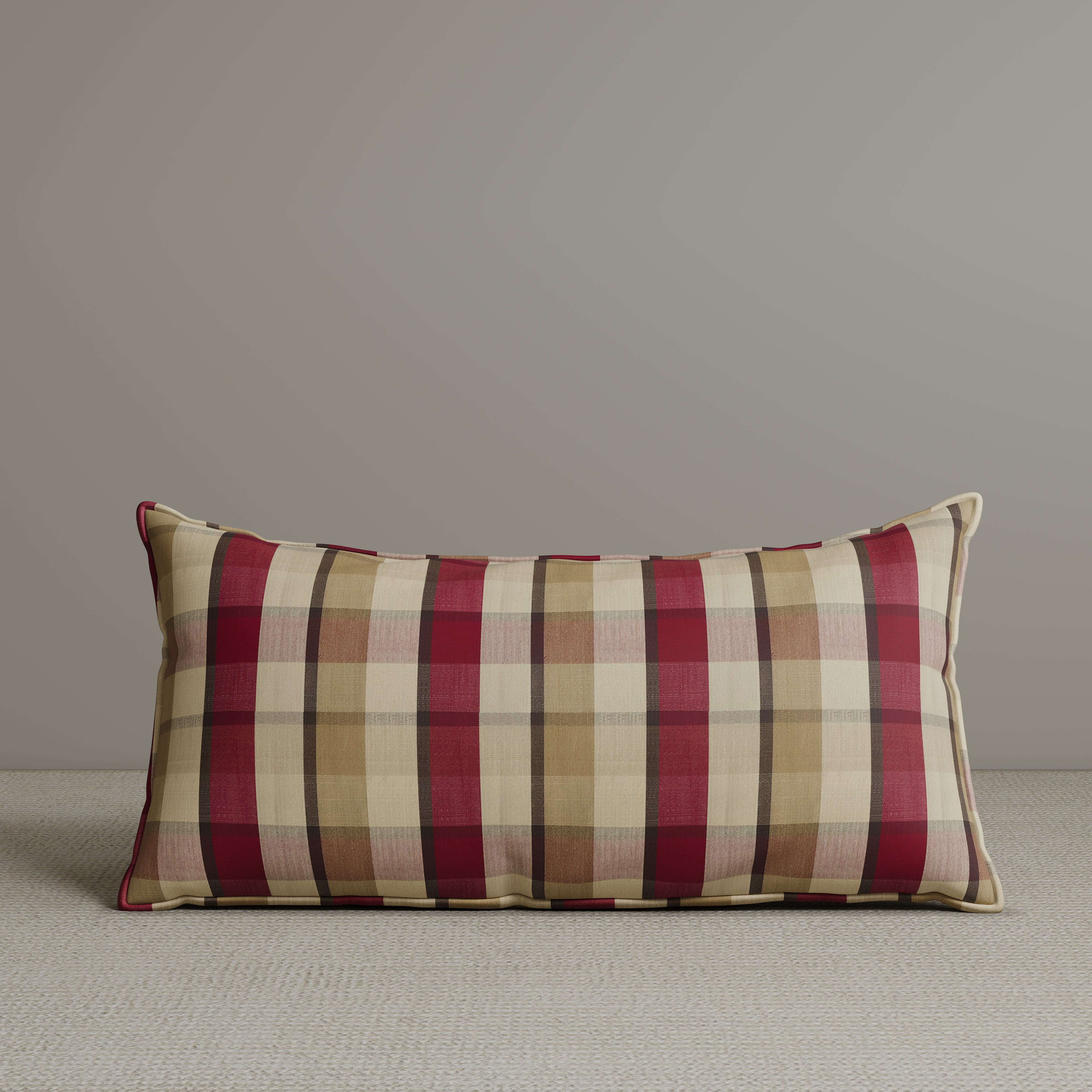 Exclusive Waist Cushion in Red Checkered Cotton Linen, 56*27*12 CM