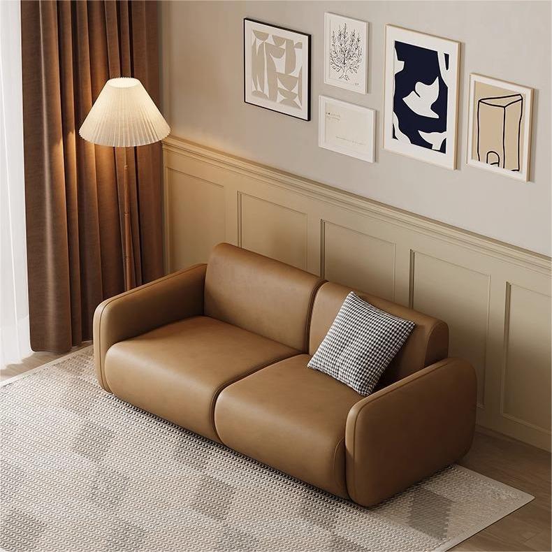 Chocolate Mousse Smooth Leathaire Fabric 2-Seater Sofa