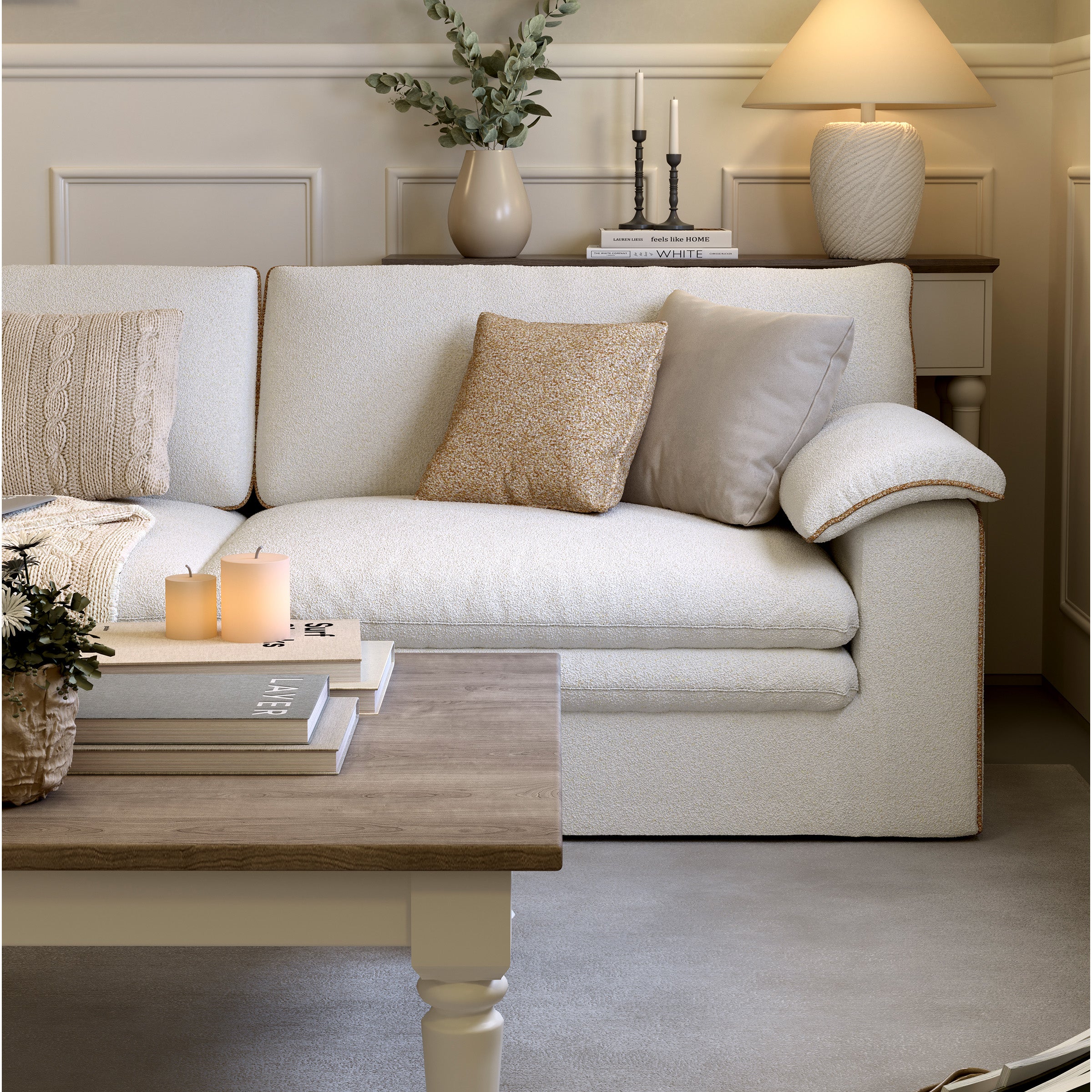 Stylish Lambswool Sofa with Detachable Design