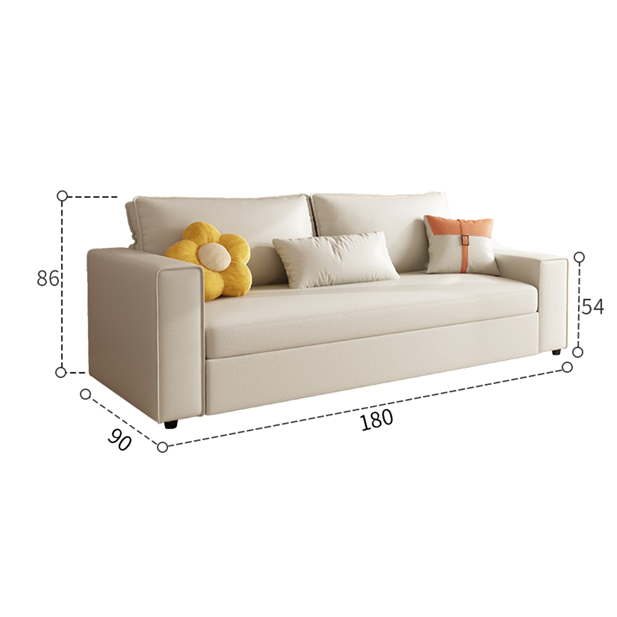 Corner Leathaire Chaise Sleeper Sofa Bed with Storage